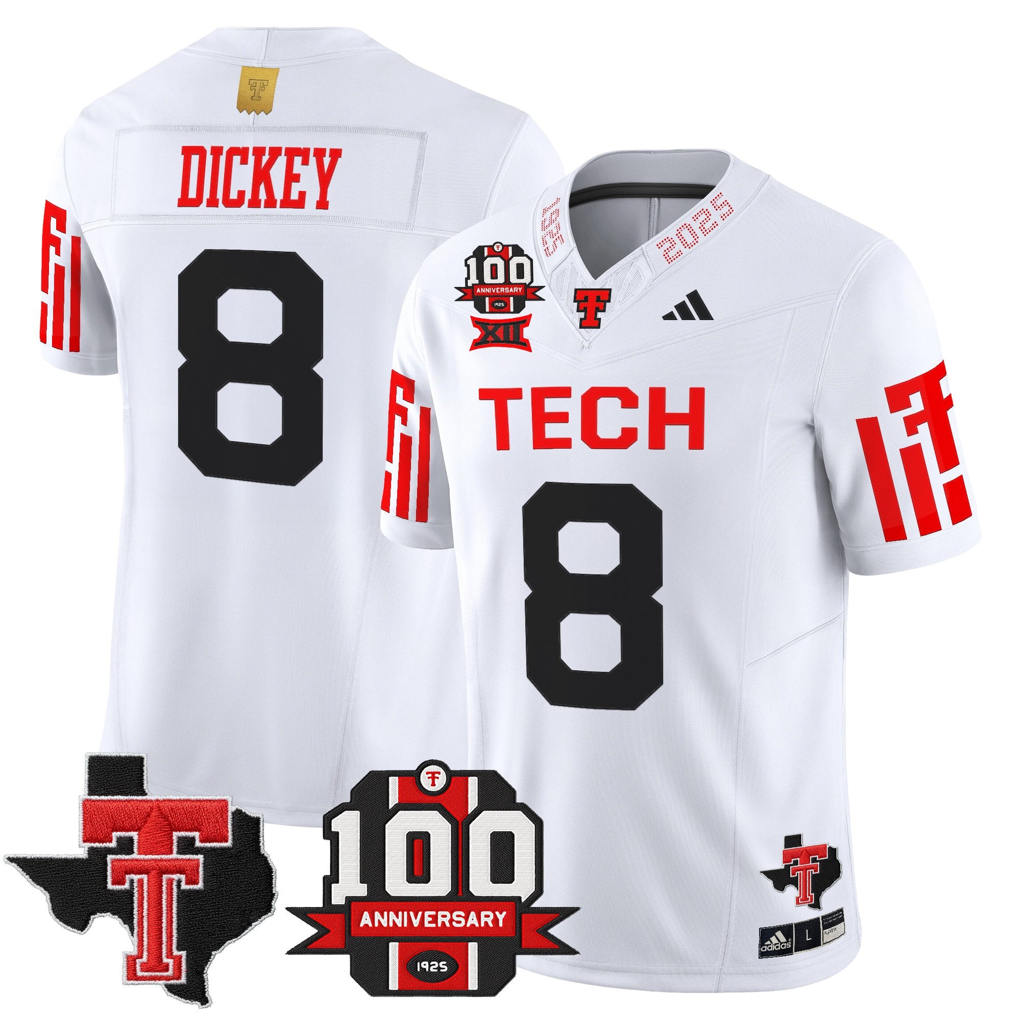 Men's Texas Tech Red Raiders 2025 Vapor Limited Jersey - 100th Anniversary & Texas Patch - All Stitched