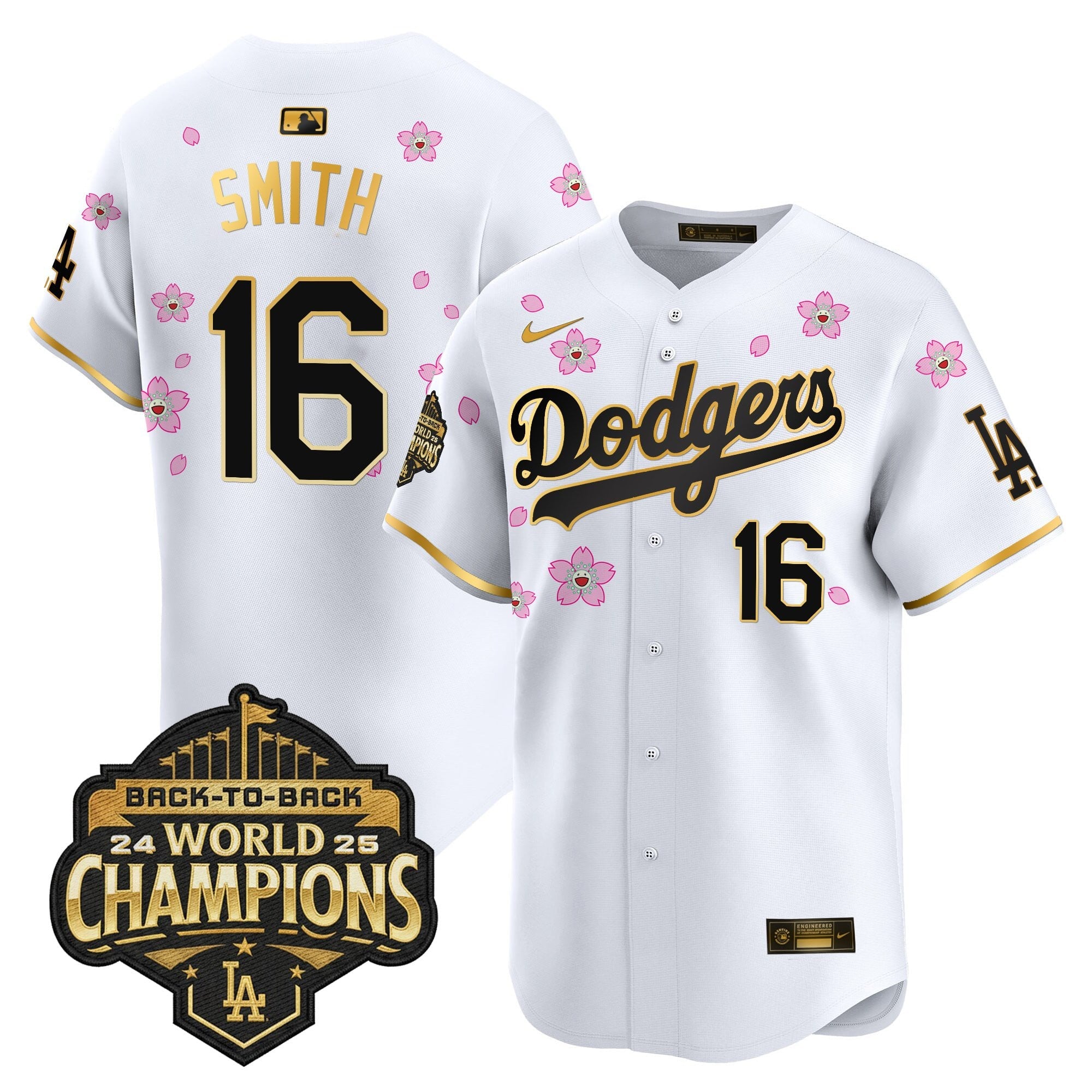 Men's Dodgers 2025 Back-To-Back Champions x Tokyo Series Gold Trim Vapor Premier Limited Jersey - Stitched