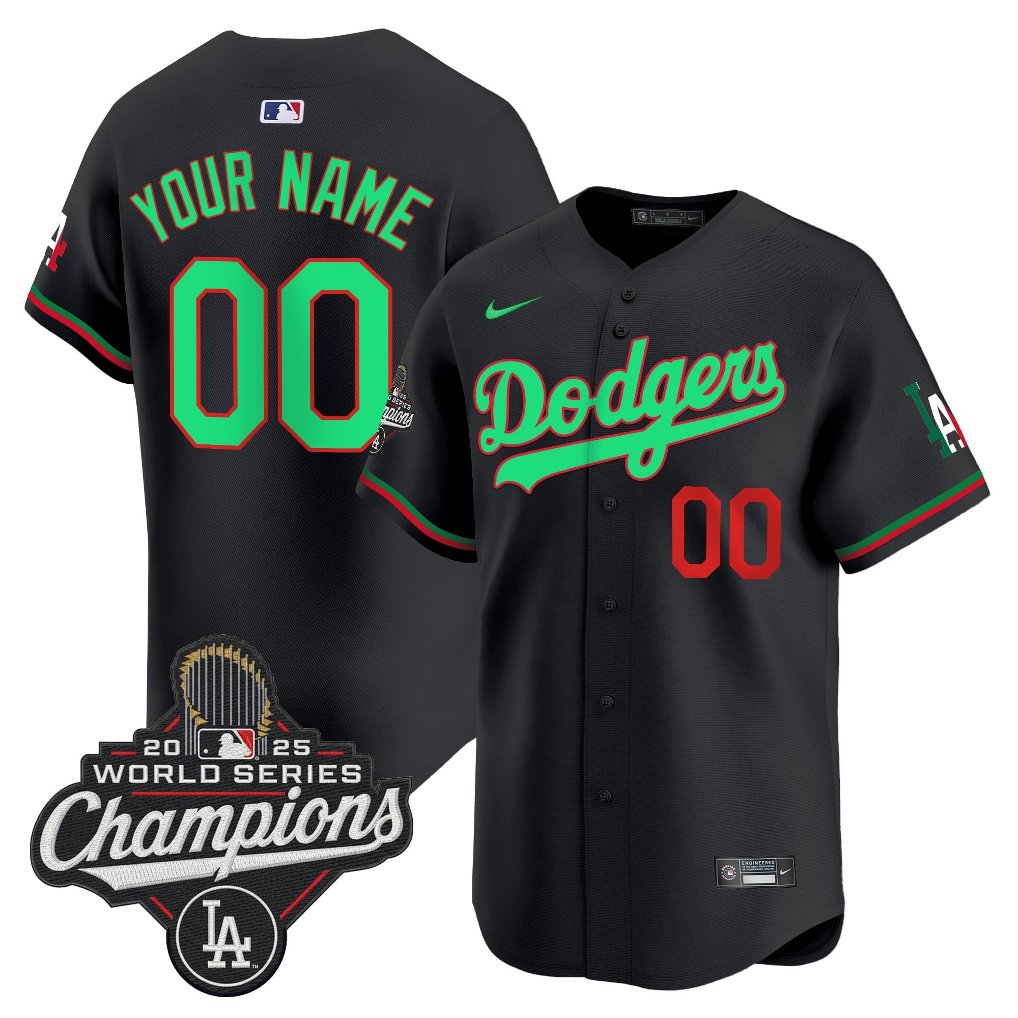 Dodgers Mexico 2025 World Series Champions Vapor Premier Limited Custom Jersey V2 - All Stitched