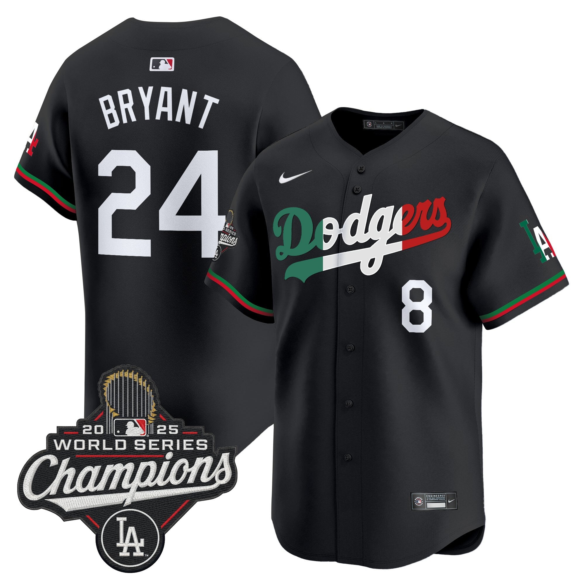 Men's Dodgers Mexico 2025 World Series Champions Vapor Premier Limited Jersey V2 - All Stitched