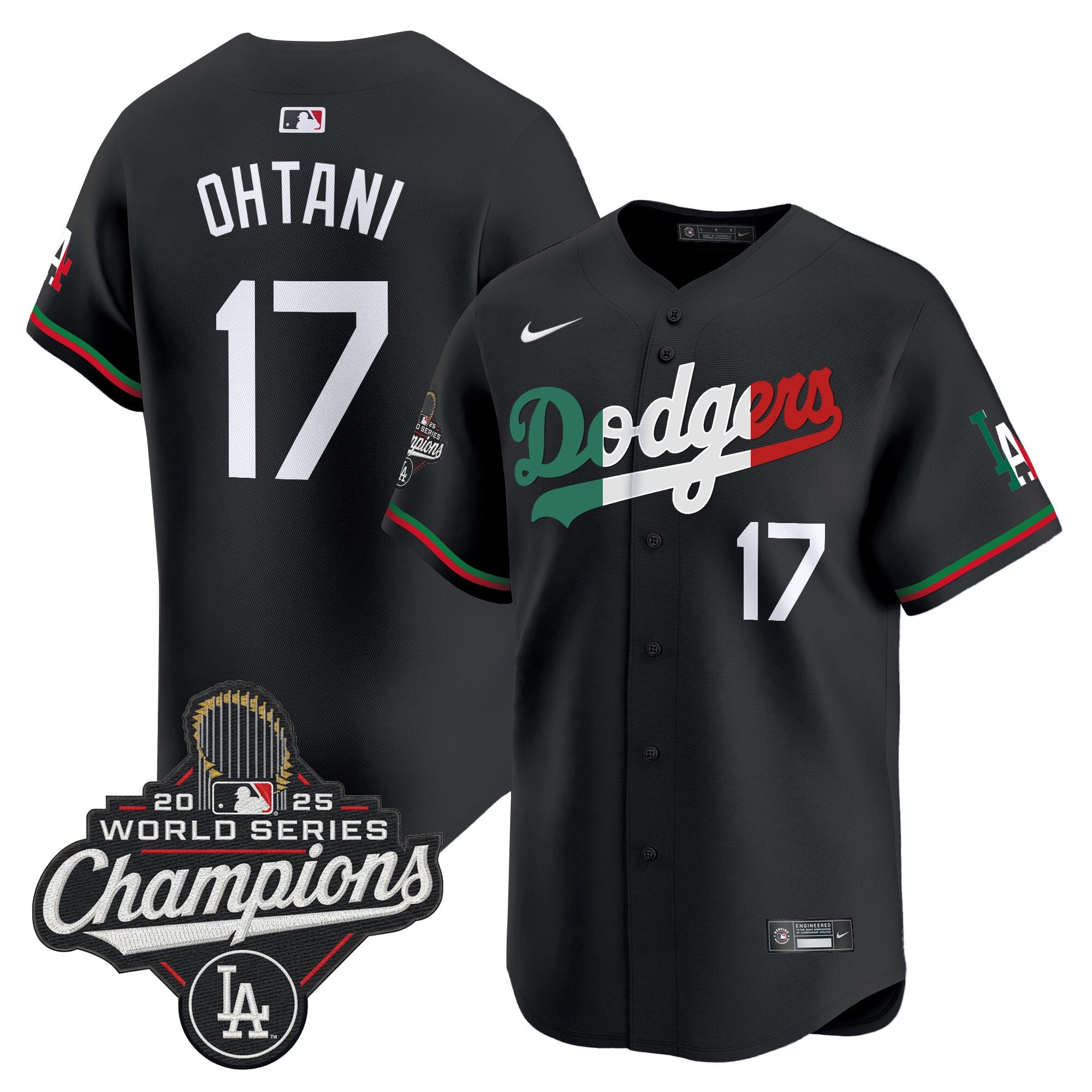 Men's Dodgers Mexico 2025 World Series Champions Vapor Premier Limited Jersey V2 - All Stitched