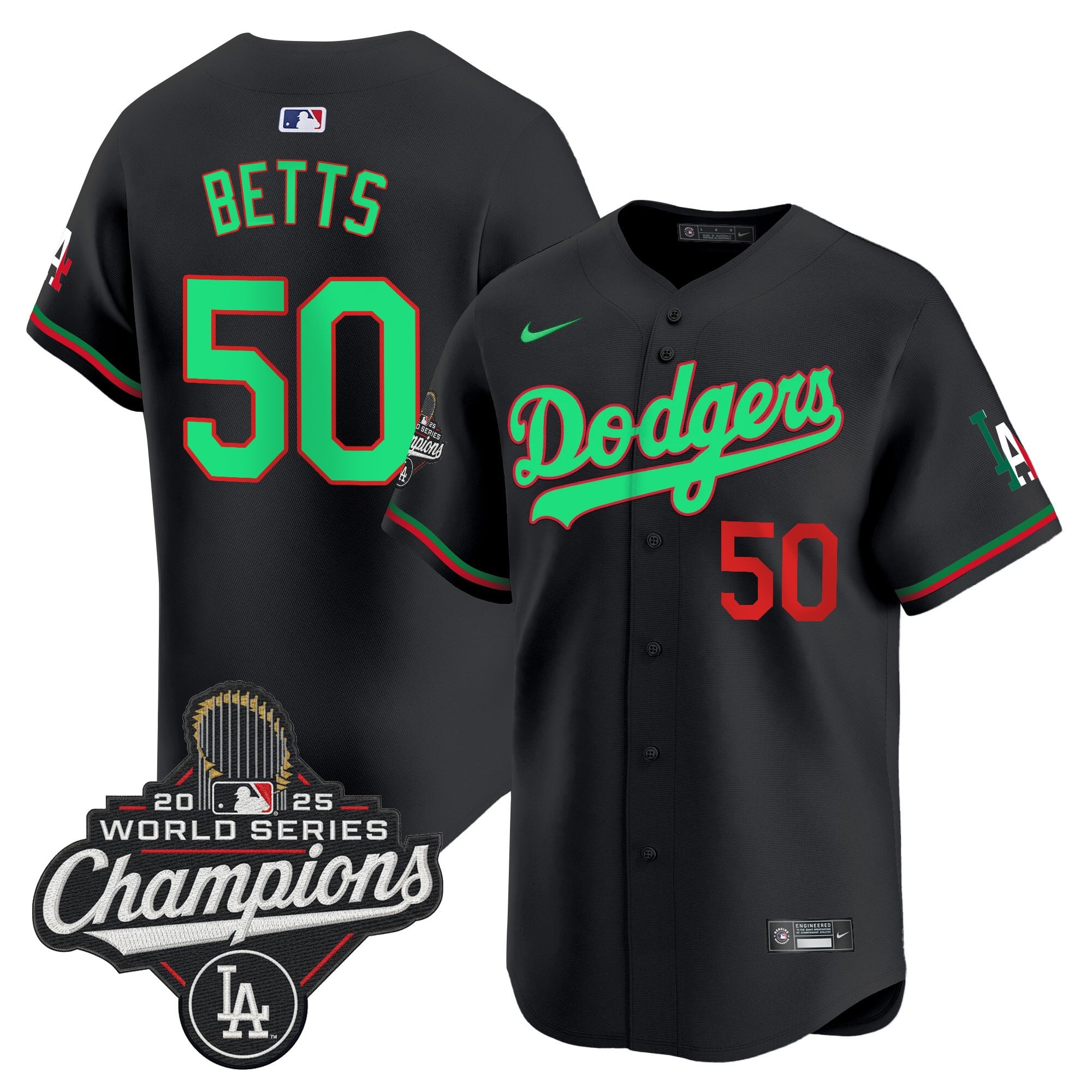 Men's Dodgers Mexico 2025 World Series Champions Vapor Premier Limited Jersey V2 - All Stitched