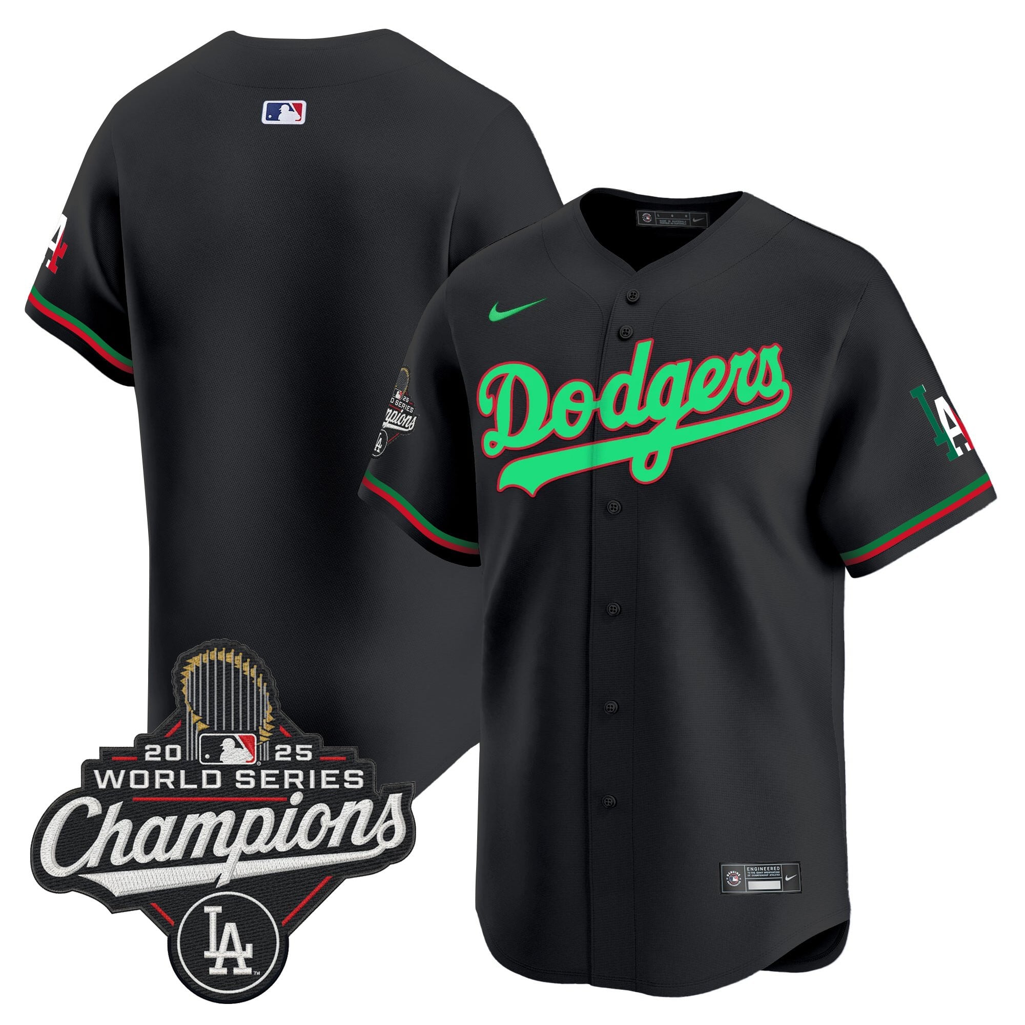 Men's Dodgers Mexico 2025 World Series Champions Vapor Premier Limited Jersey V2 - All Stitched
