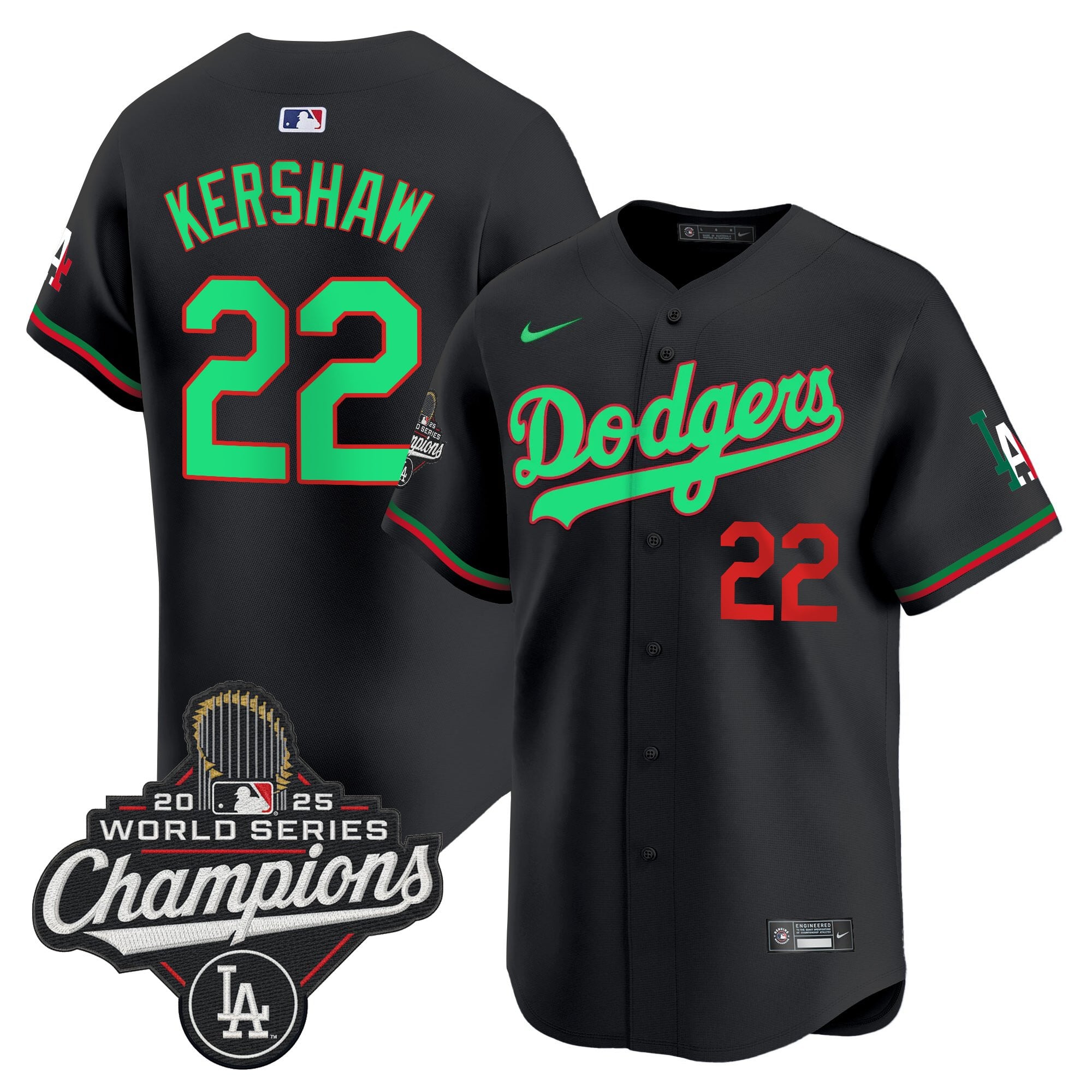Men's Dodgers Mexico 2025 World Series Champions Vapor Premier Limited Jersey V2 - All Stitched