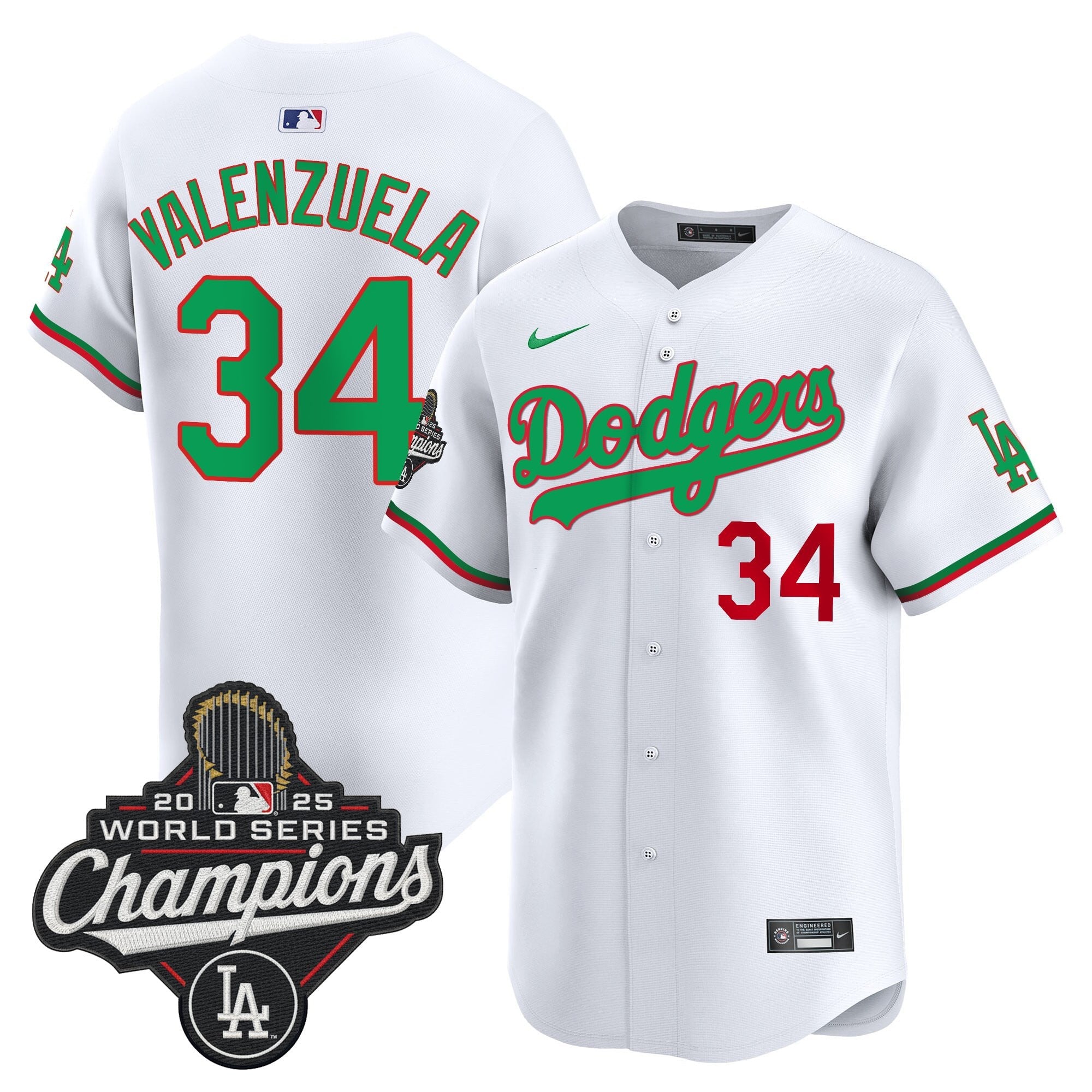 Men's Dodgers Mexico 2025 World Series Champions Vapor Premier Limited Jersey V2 - All Stitched