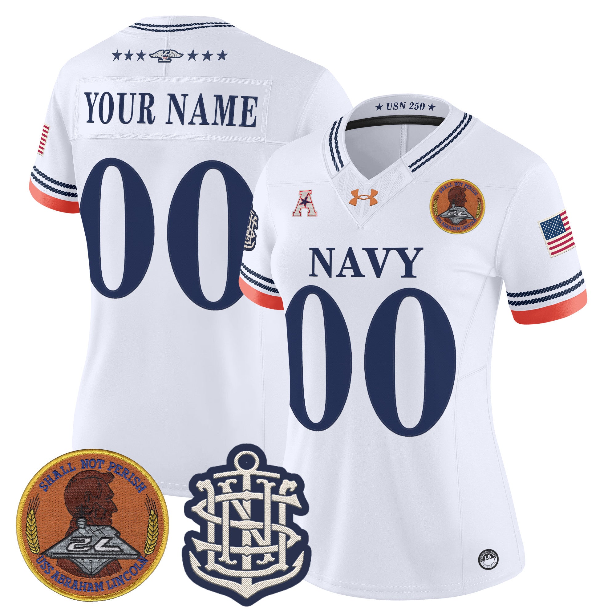 Navy Midshipmen 250th Anniversary Vapor Limited Custom Jersey - Stitched