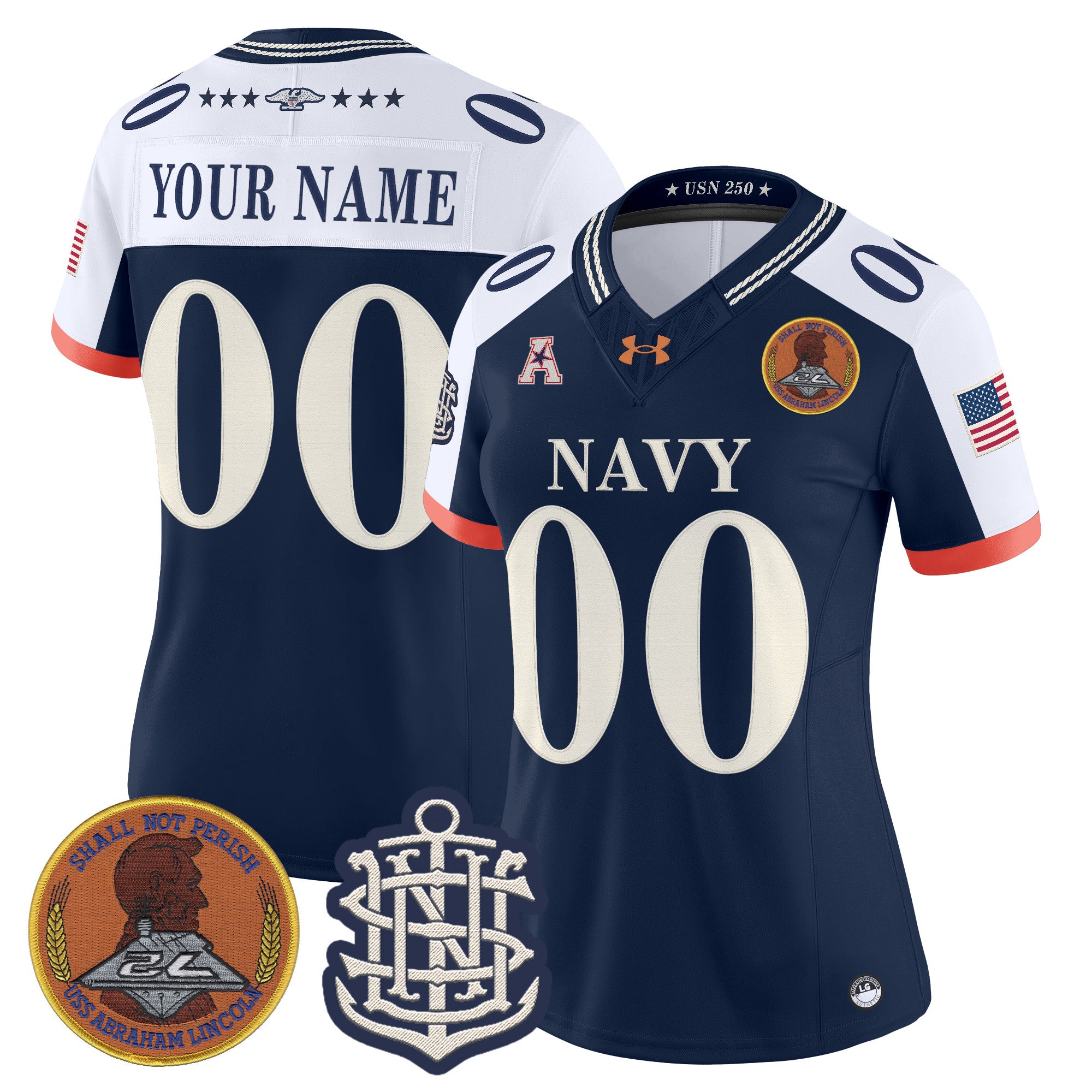 Navy Midshipmen 250th Anniversary Vapor Limited Custom Jersey - Stitched