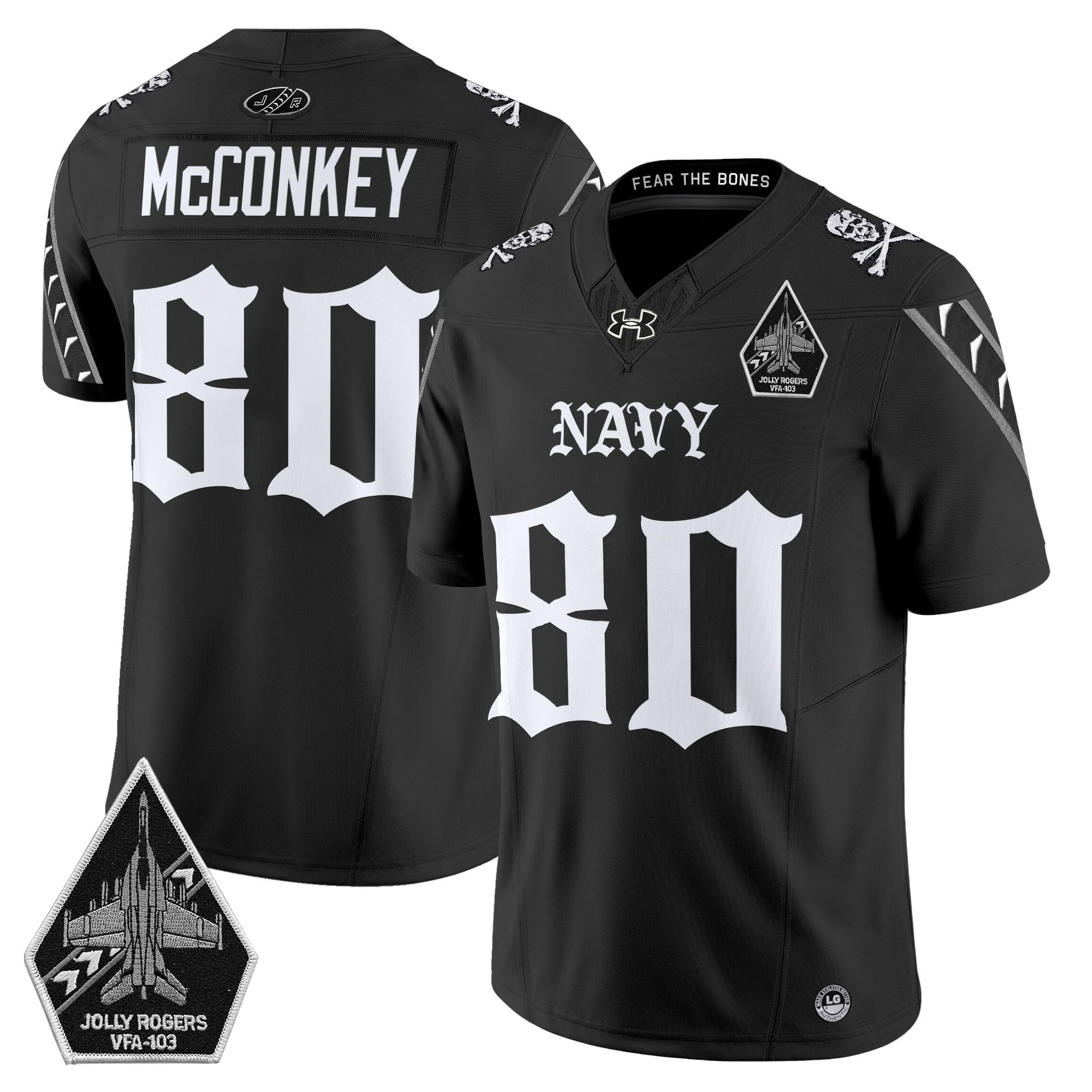 Men's Navy Midshipmen 'Jolly Rogers: Gothic Squadron Edition' Vapor Limited Jersey - All Stitched