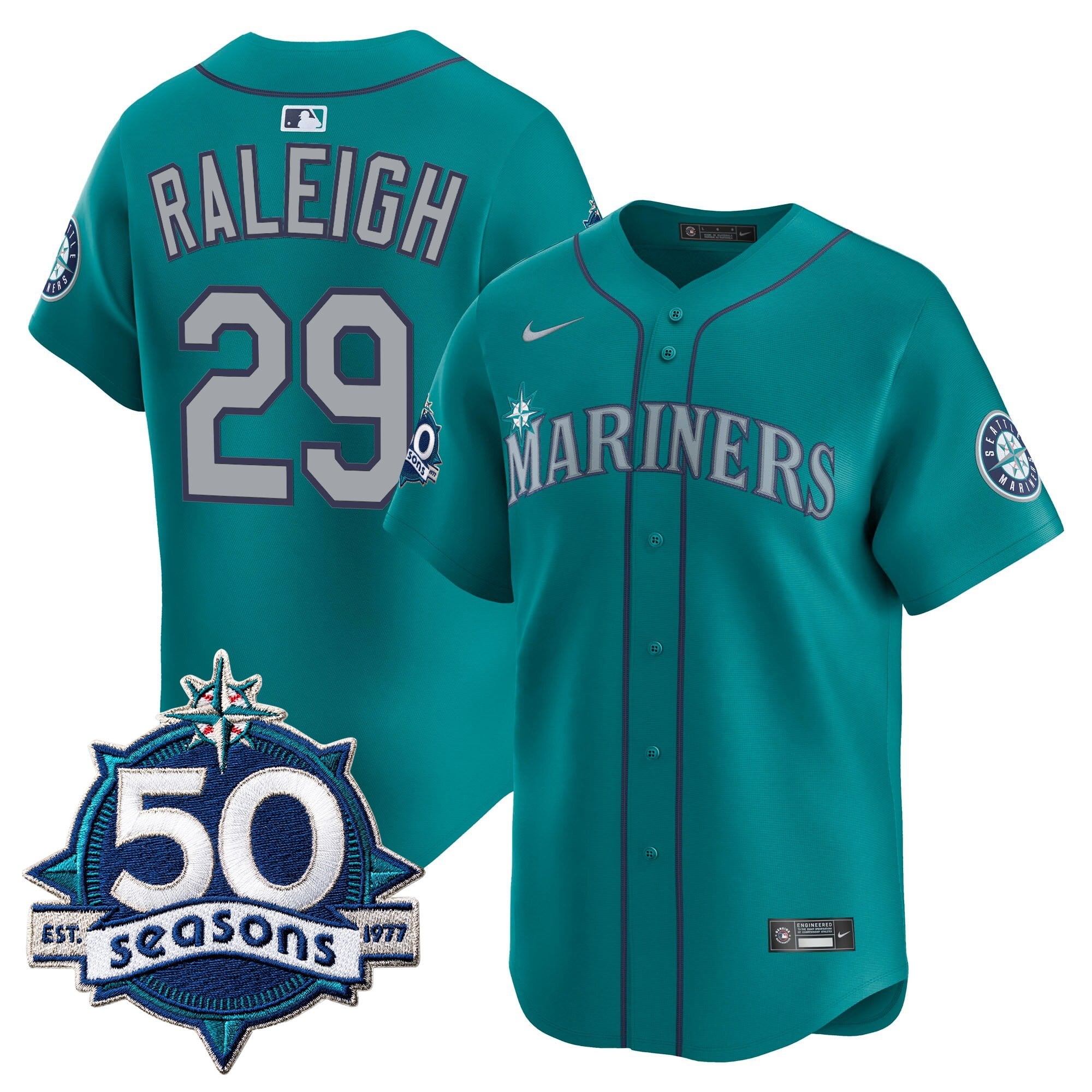 Men's Seattle Mariners 50 Seasons Patch Vapor Premier Limited Jersey - All Stitched