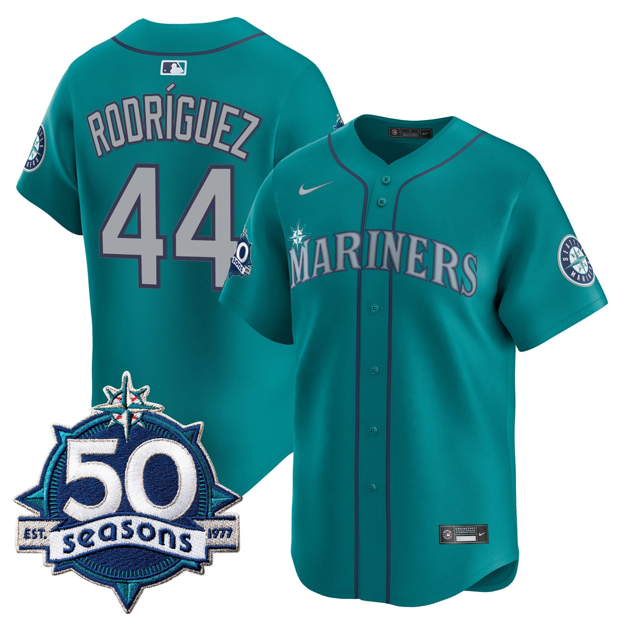 Men's Seattle Mariners 50 Seasons Patch Vapor Premier Limited Jersey - All Stitched