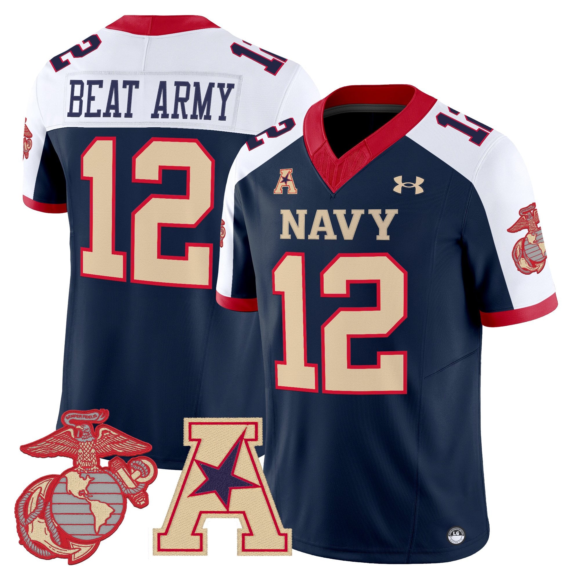 Men's Navy Midshipmen Vapor USMC Premier Jersey - All Stitched