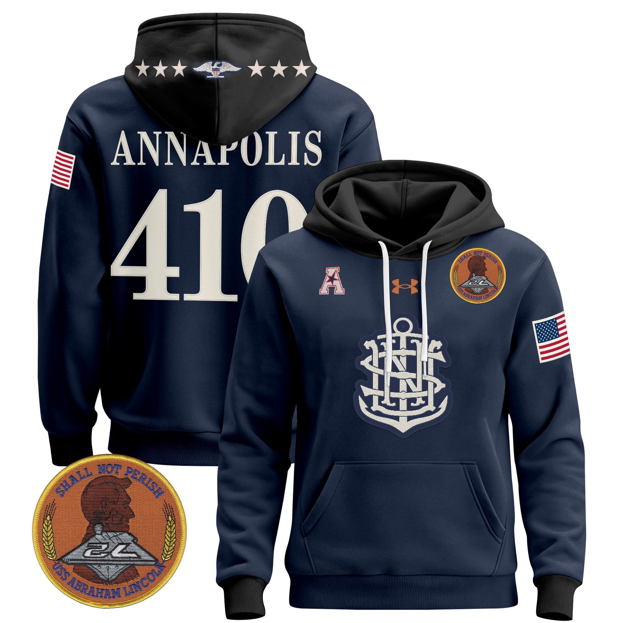 Men's Navy Midshipmen 250th Anniversary Pullover Hoodie - All Stitched