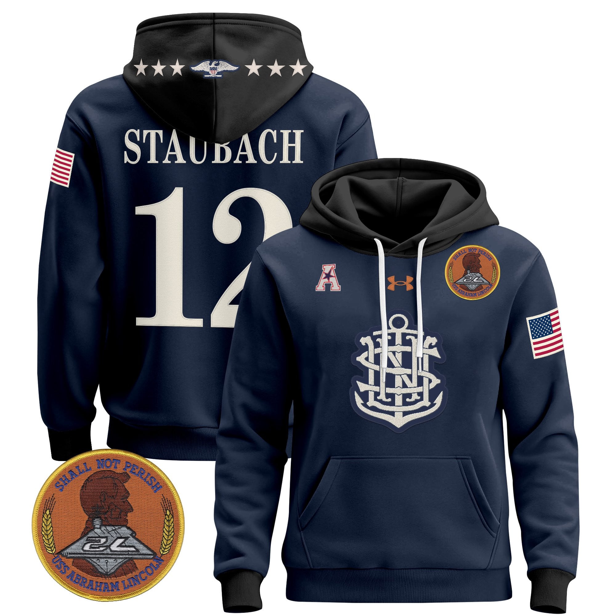 Men's Navy Midshipmen 250th Anniversary Pullover Hoodie - All Stitched