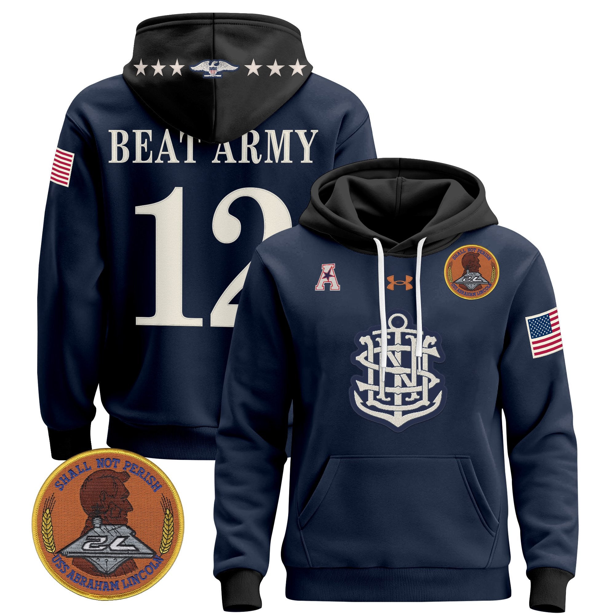 Men's Navy Midshipmen 250th Anniversary Pullover Hoodie - All Stitched