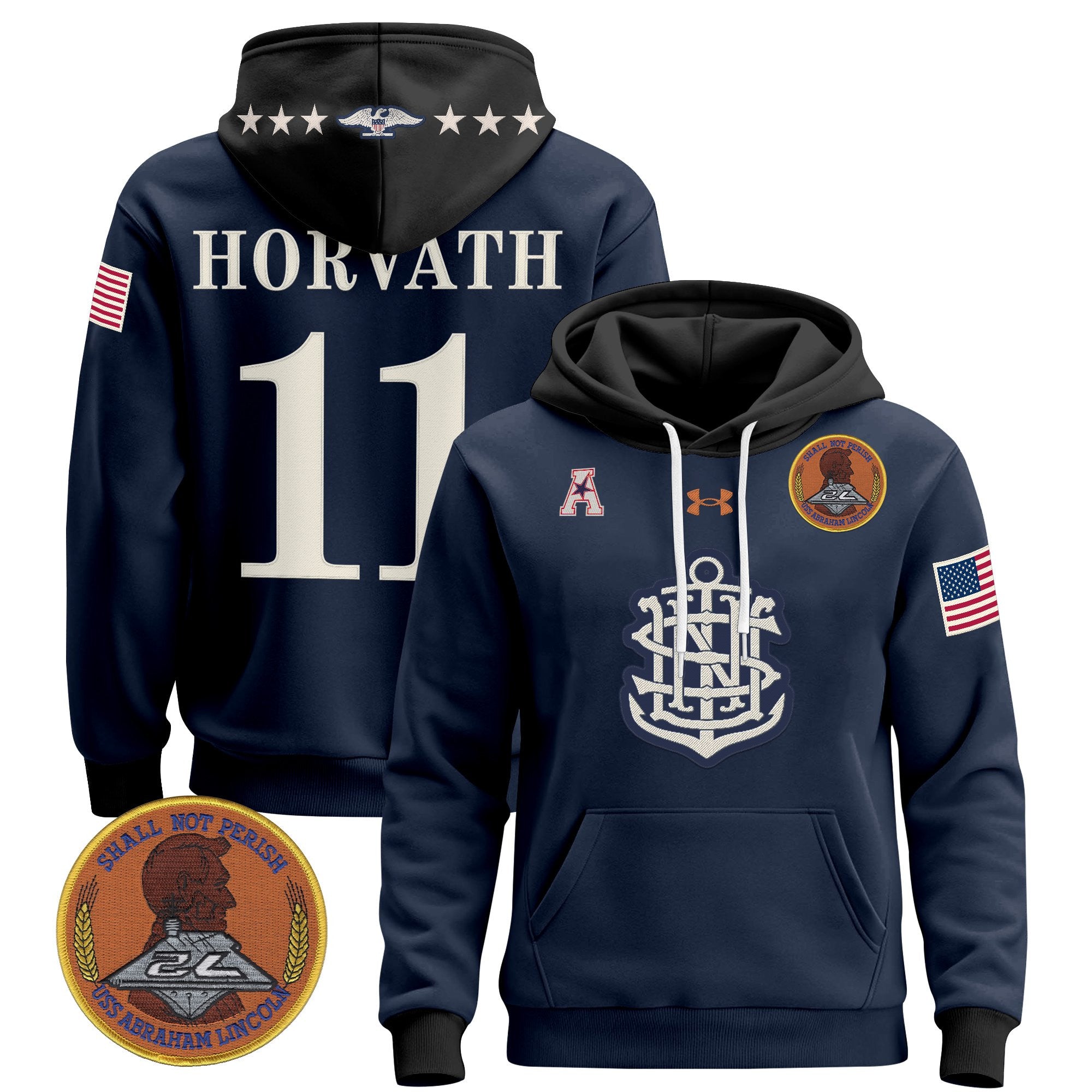 Men's Navy Midshipmen 250th Anniversary Pullover Hoodie - All Stitched