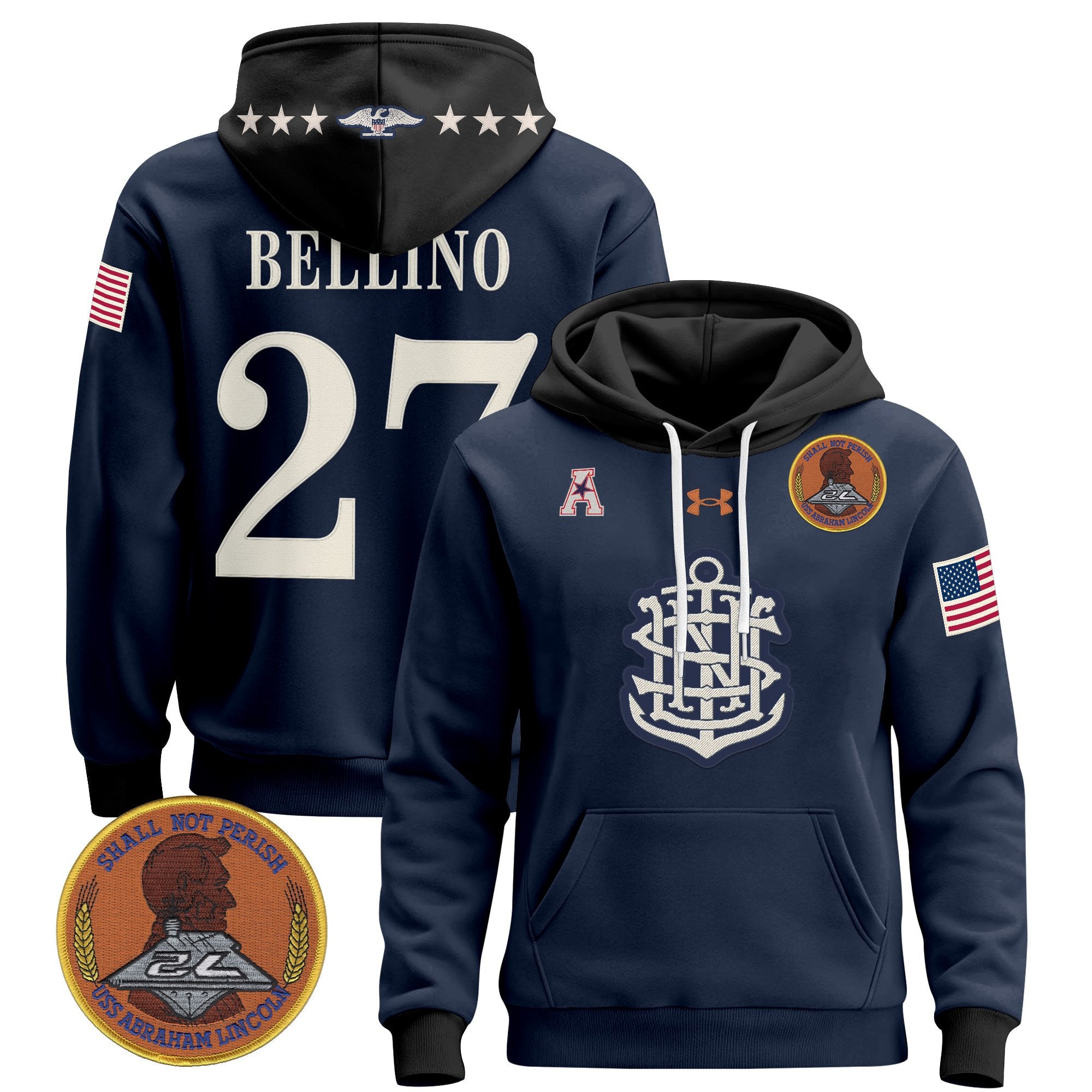 Men's Navy Midshipmen 250th Anniversary Pullover Hoodie - All Stitched