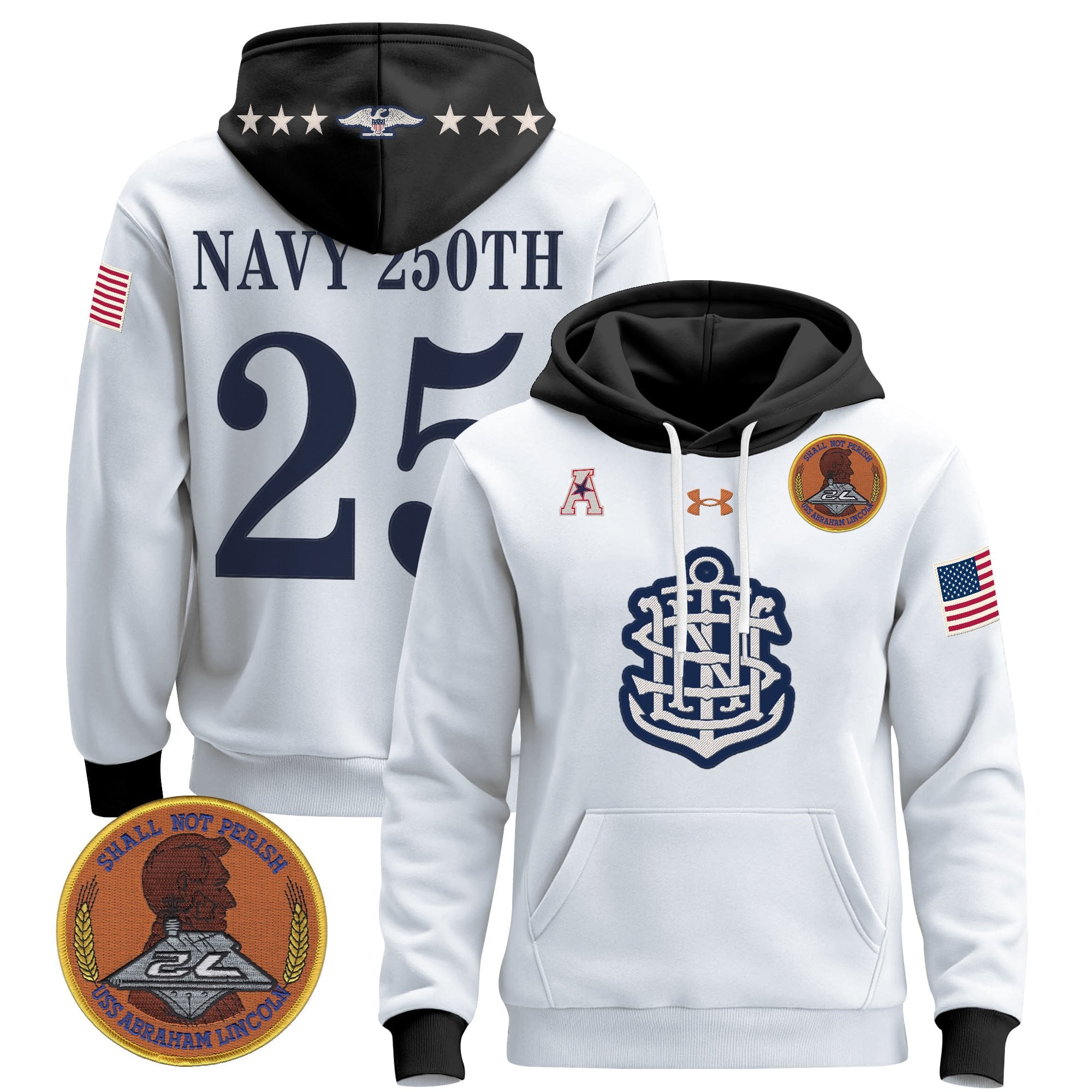 Men's Navy Midshipmen 250th Anniversary Pullover Hoodie - All Stitched