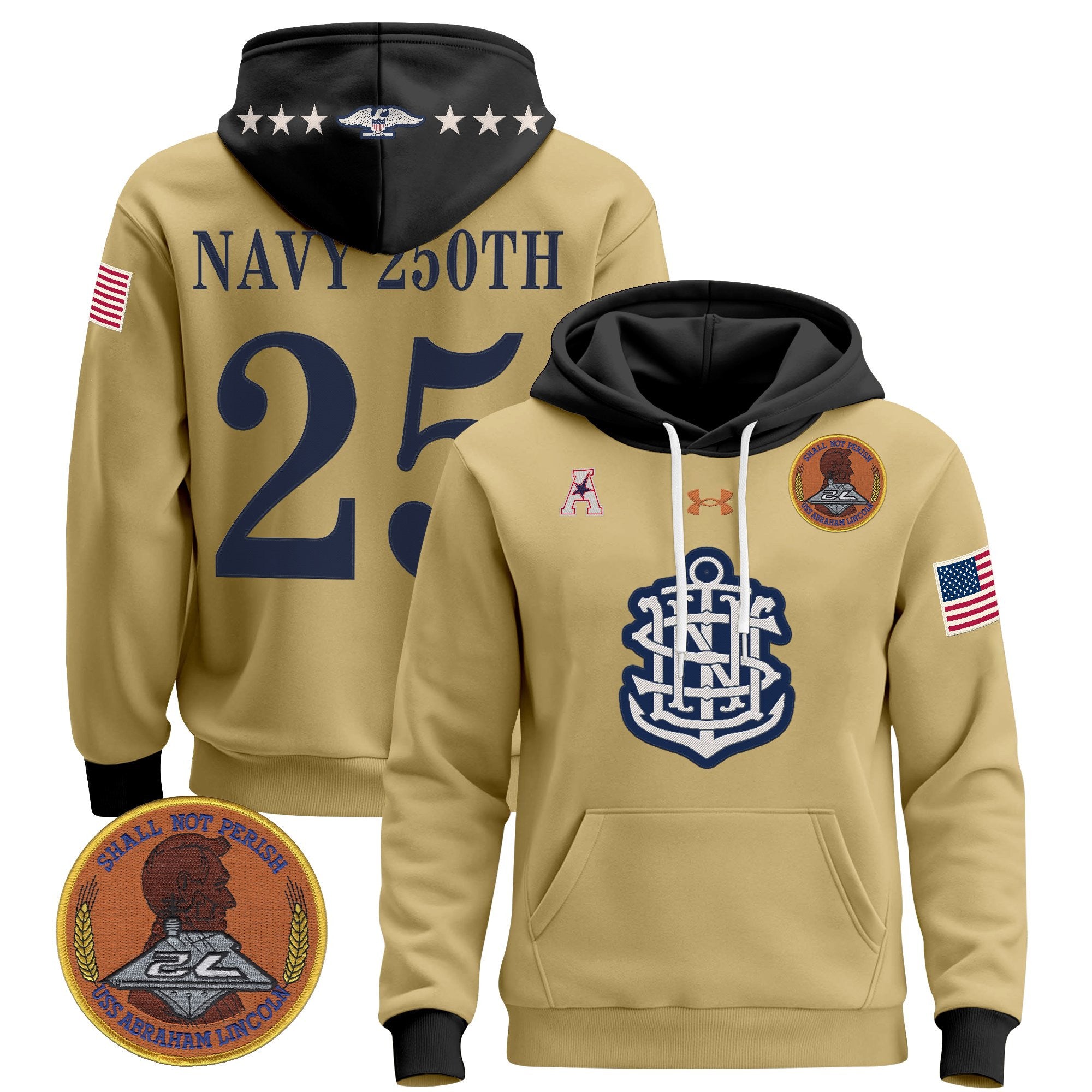 Men's Navy Midshipmen 250th Anniversary Pullover Hoodie - All Stitched