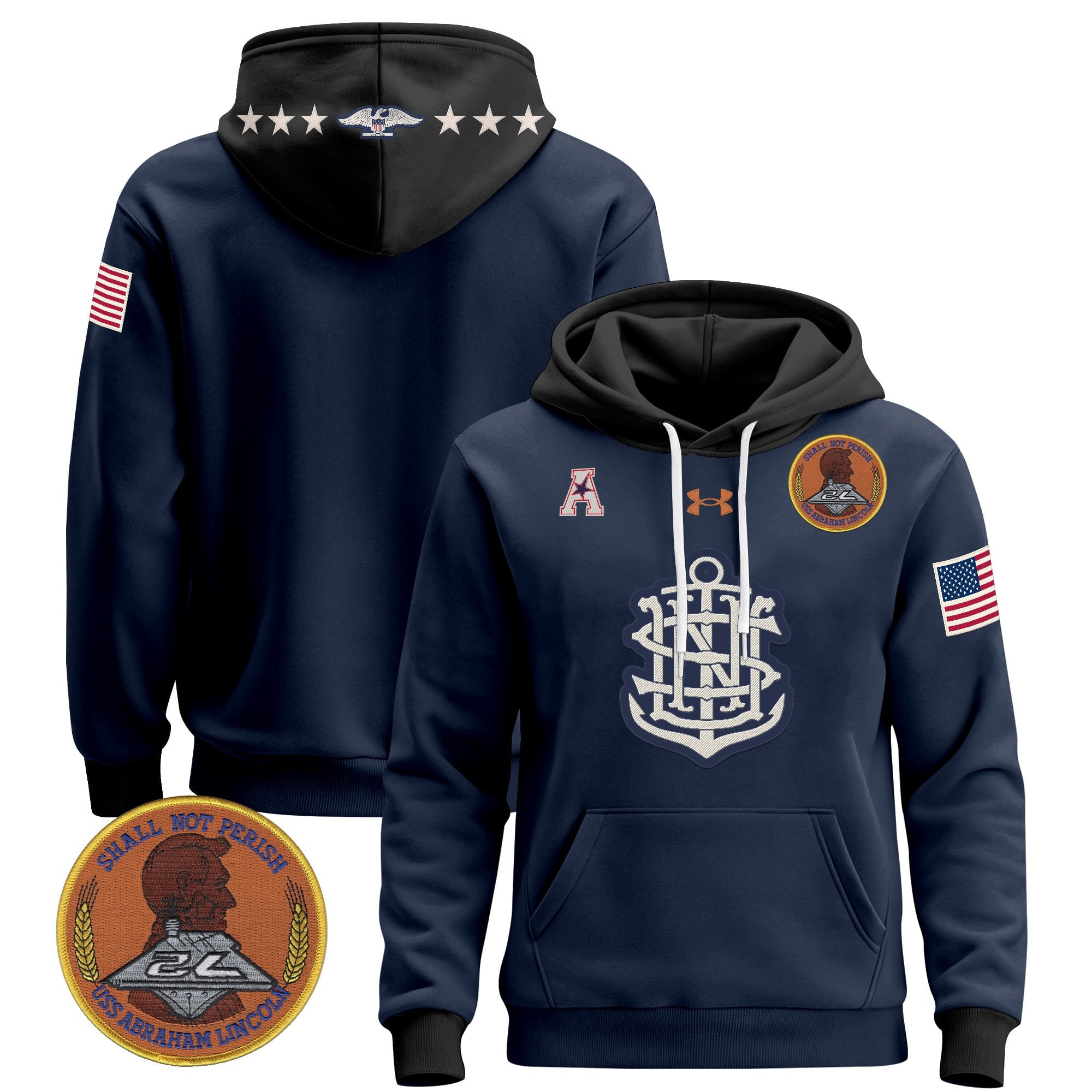 Men's Navy Midshipmen 250th Anniversary Pullover Hoodie - All Stitched