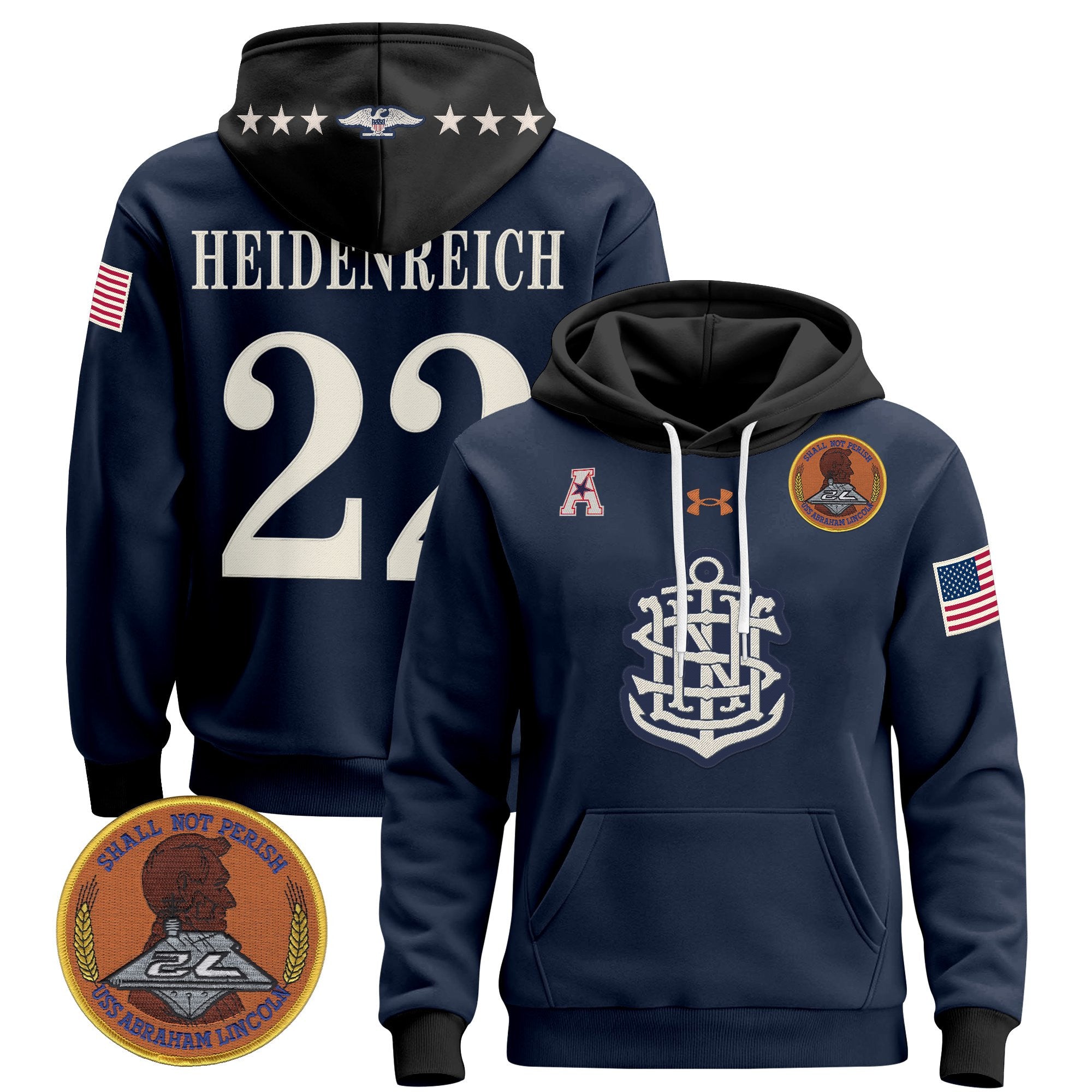 Men's Navy Midshipmen 250th Anniversary Pullover Hoodie - All Stitched