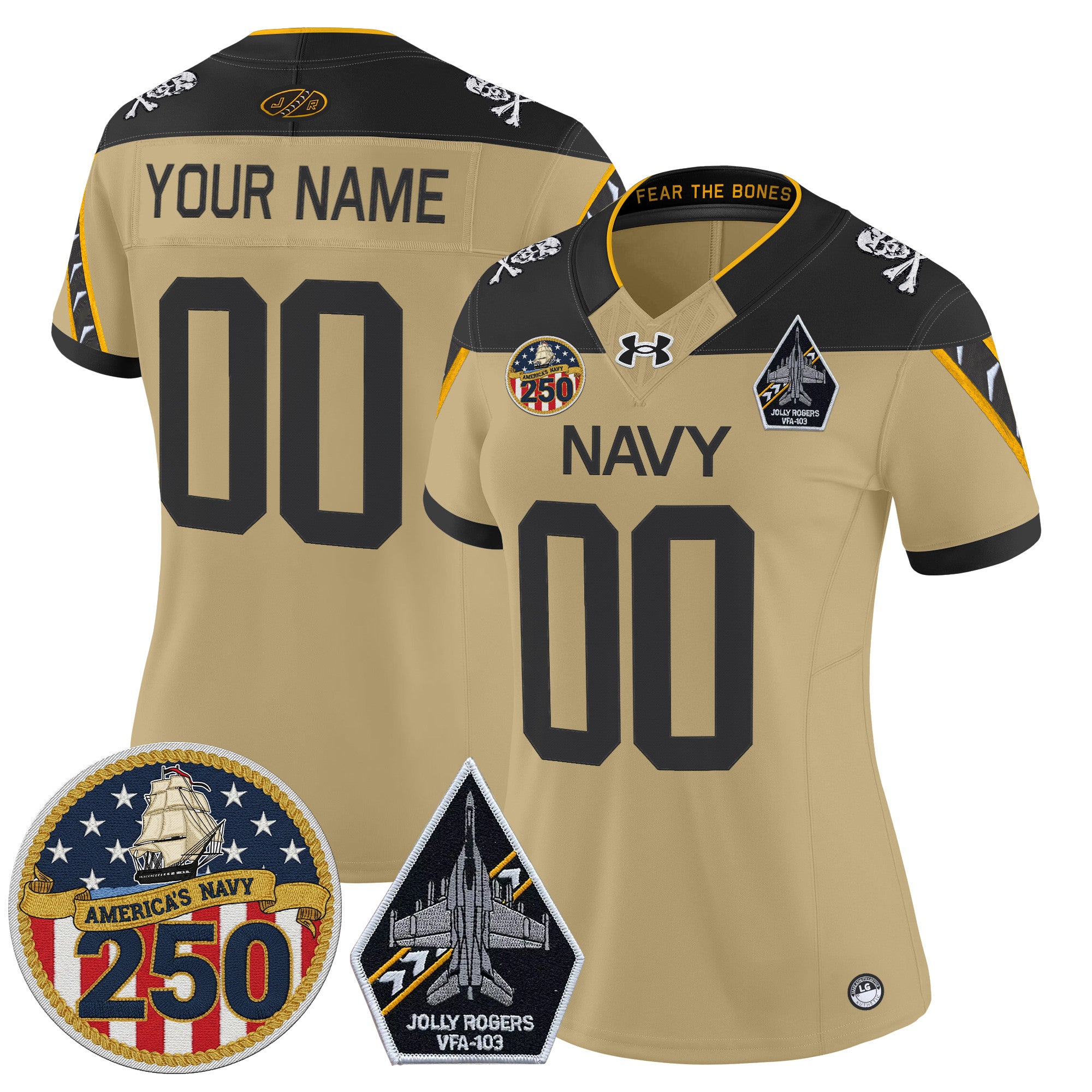 Navy Midshipmen 'Jolly Rogers Edition' Vapor Limited Custom Jersey - 250th Anniversary Patch - All Stitched