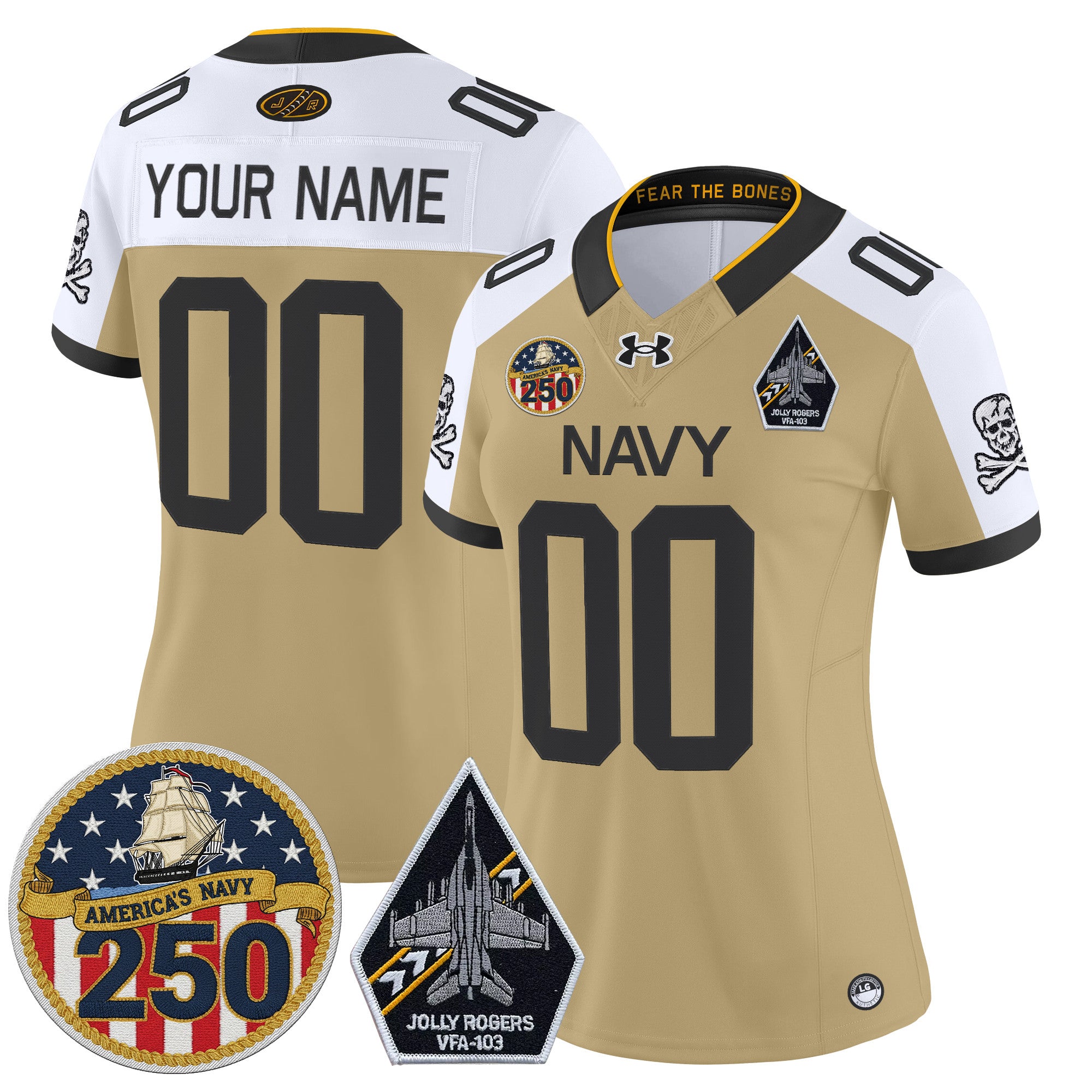 Navy Midshipmen 'Jolly Rogers Edition' Vapor Limited Custom Jersey - 250th Anniversary Patch - All Stitched