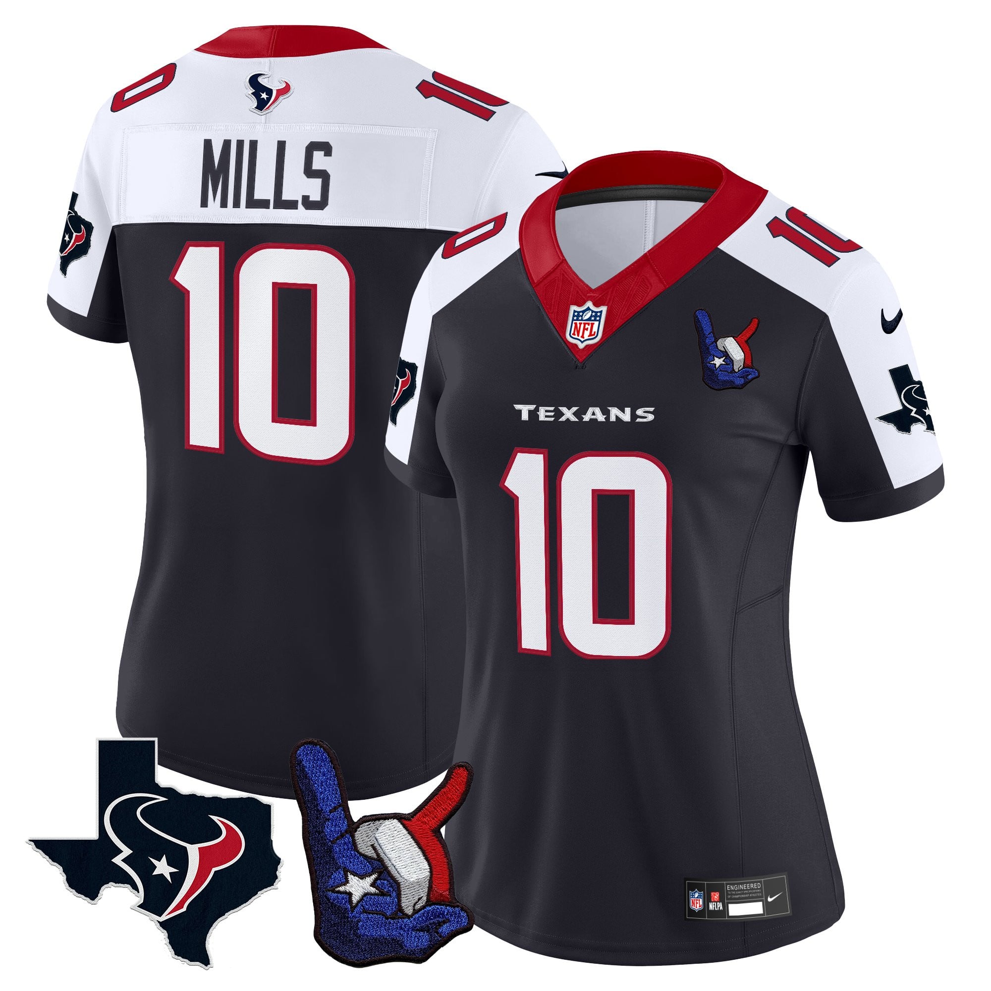 Women's Houston Texans Hand Sign Throwing Up The H Vapor Jersey - All Stitched