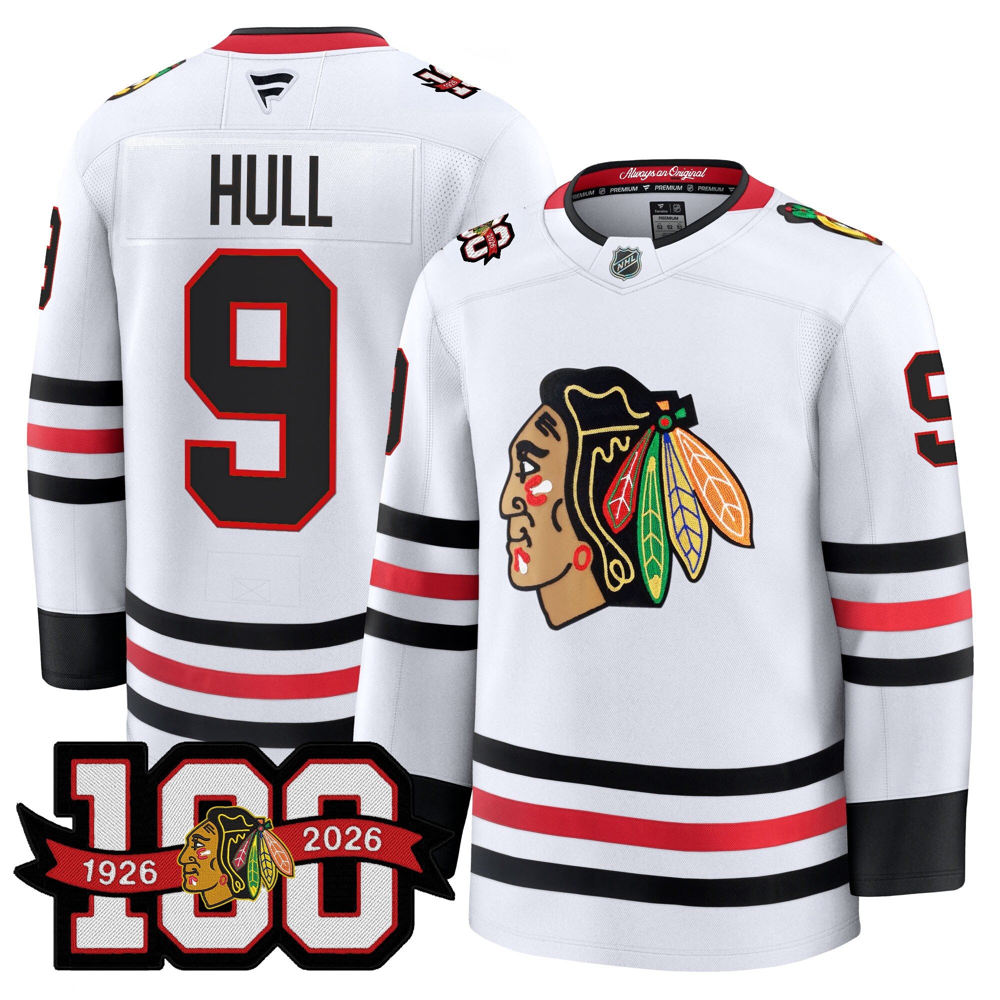 Men's Chicago Blackhawks 2025/26 Premium Jersey - 100th Anniversary Patch -All Stitched