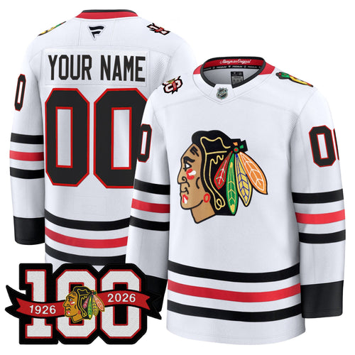 Chicago Blackhawks 2025/26 Premium Custom Jersey - 100th Anniversary Patch -All Stitched