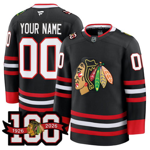 Chicago Blackhawks 2025/26 Premium Custom Jersey - 100th Anniversary Patch -All Stitched