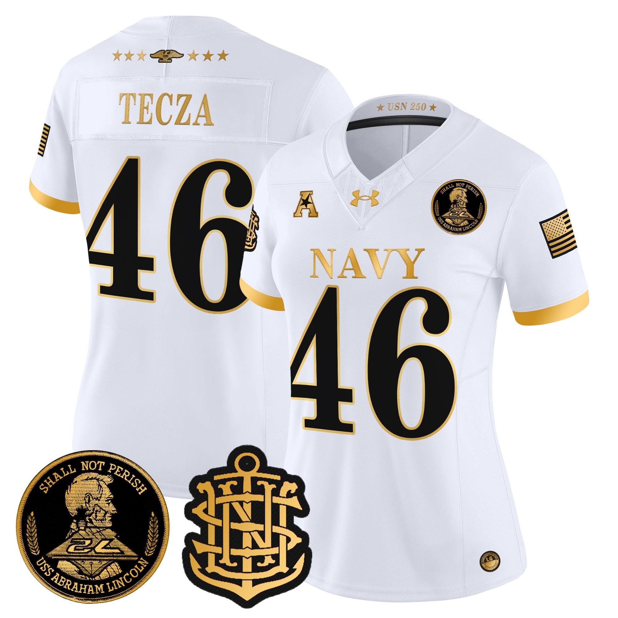 Women's Navy Midshipmen 250th Anniversary Gold Vapor Limited Jersey - All Stitched