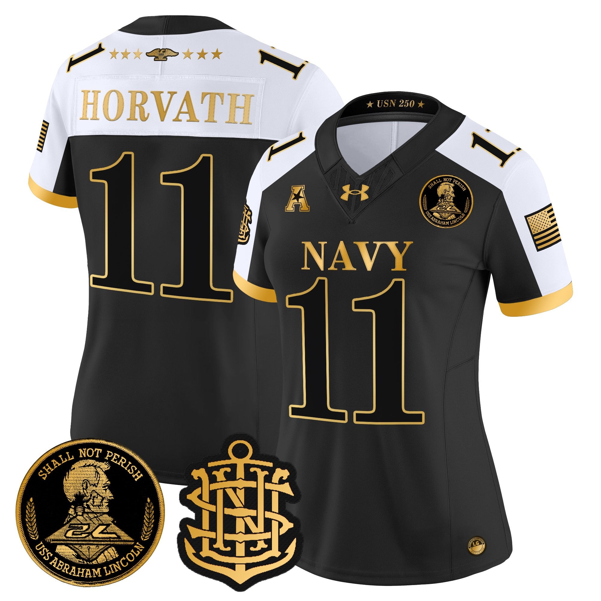 Women's Navy Midshipmen 250th Anniversary Gold Vapor Limited Jersey - All Stitched