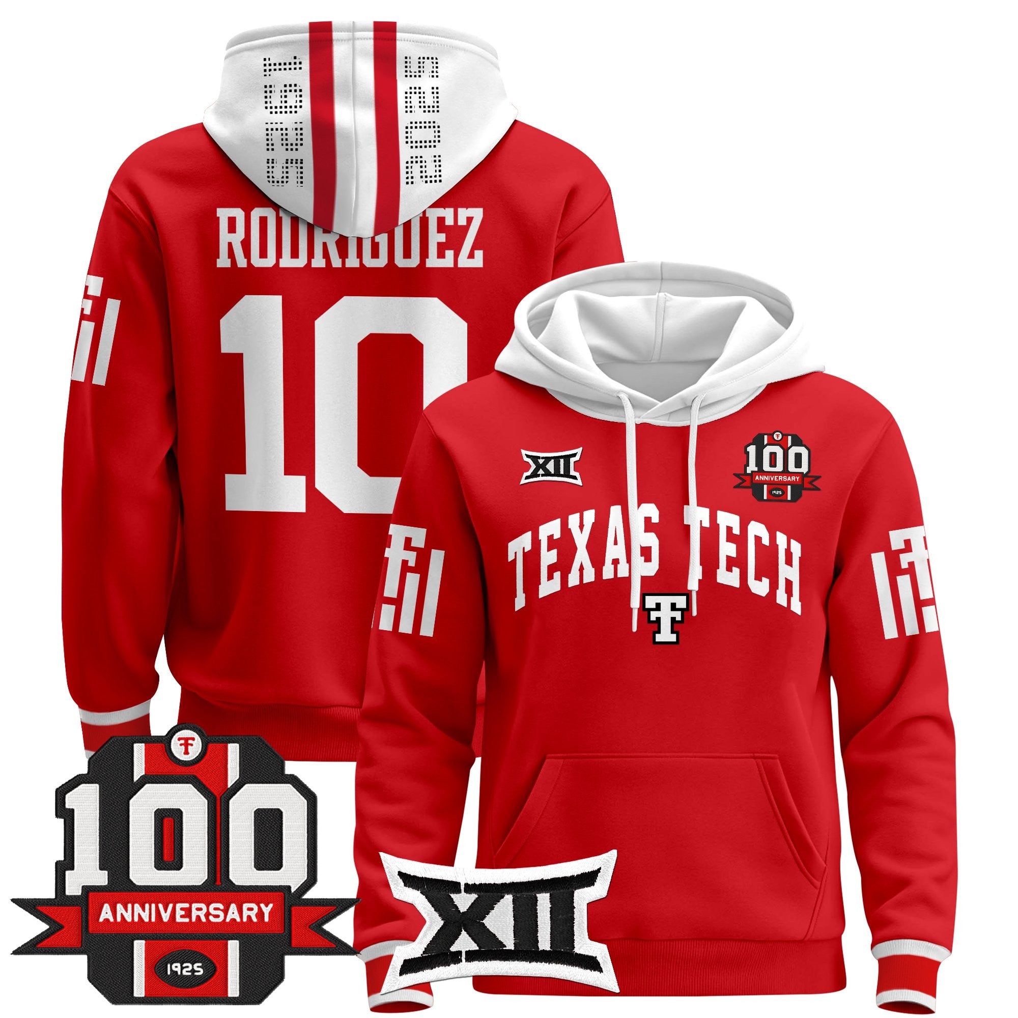 Men's Texas Tech Red Raiders 2025 Premium Pullover Hoodie - 100th Anniversary Patch - All Stitched