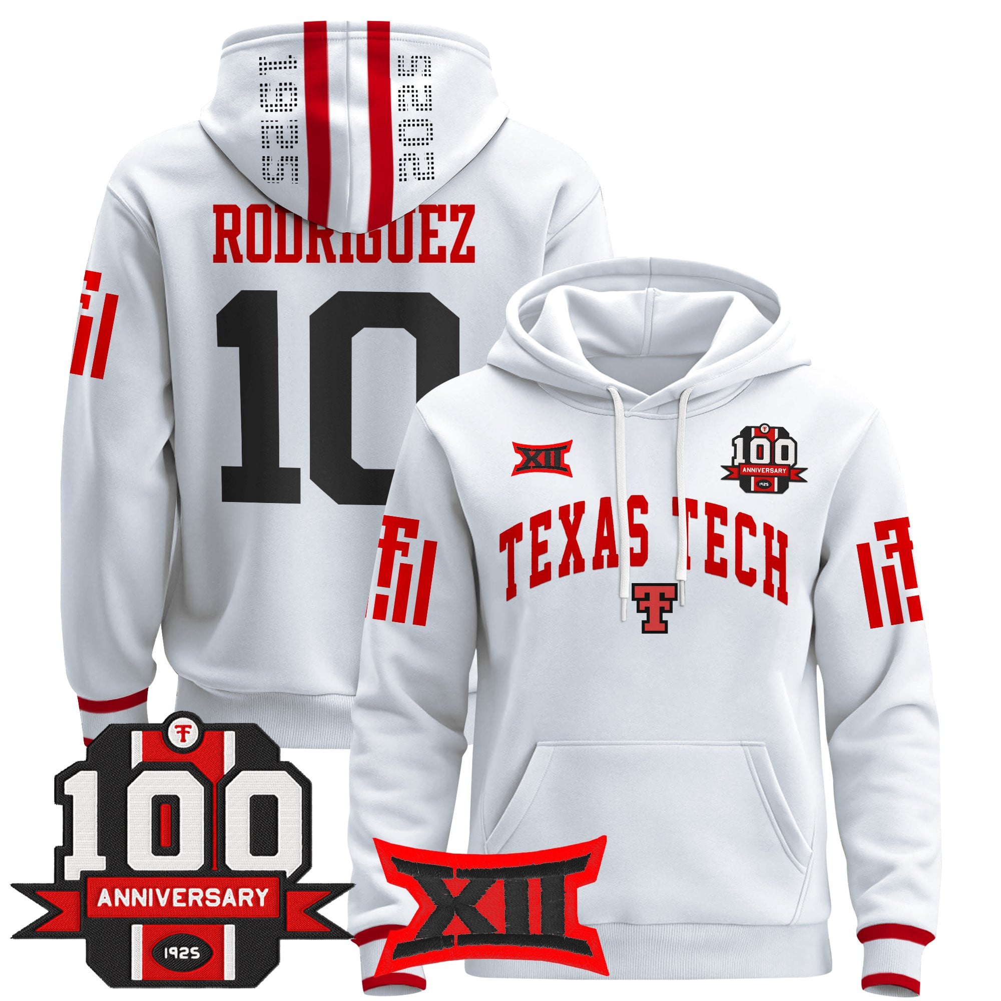 Men's Texas Tech Red Raiders 2025 Premium Pullover Hoodie - 100th Anniversary Patch - All Stitched