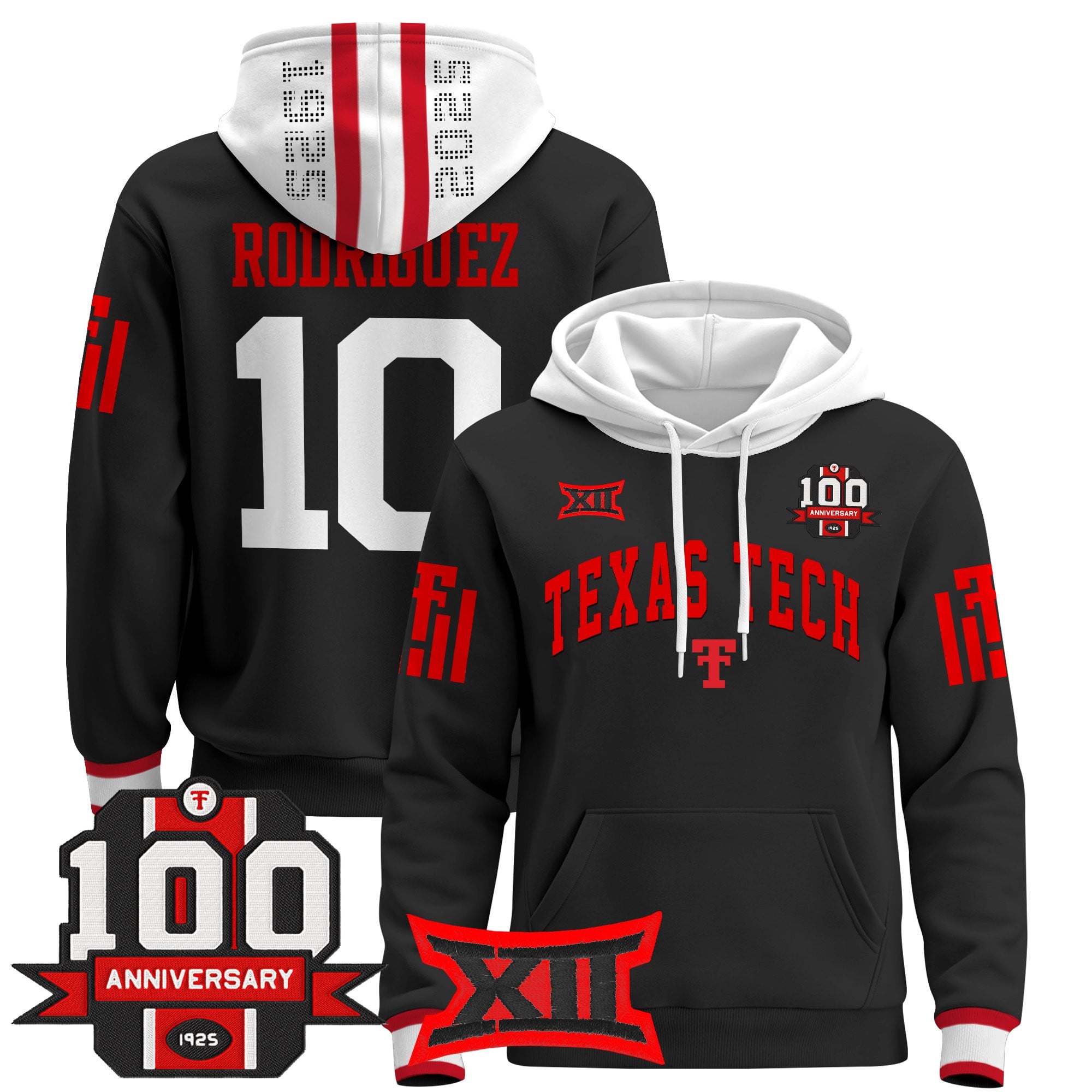 Men's Texas Tech Red Raiders 2025 Premium Pullover Hoodie - 100th Anniversary Patch - All Stitched