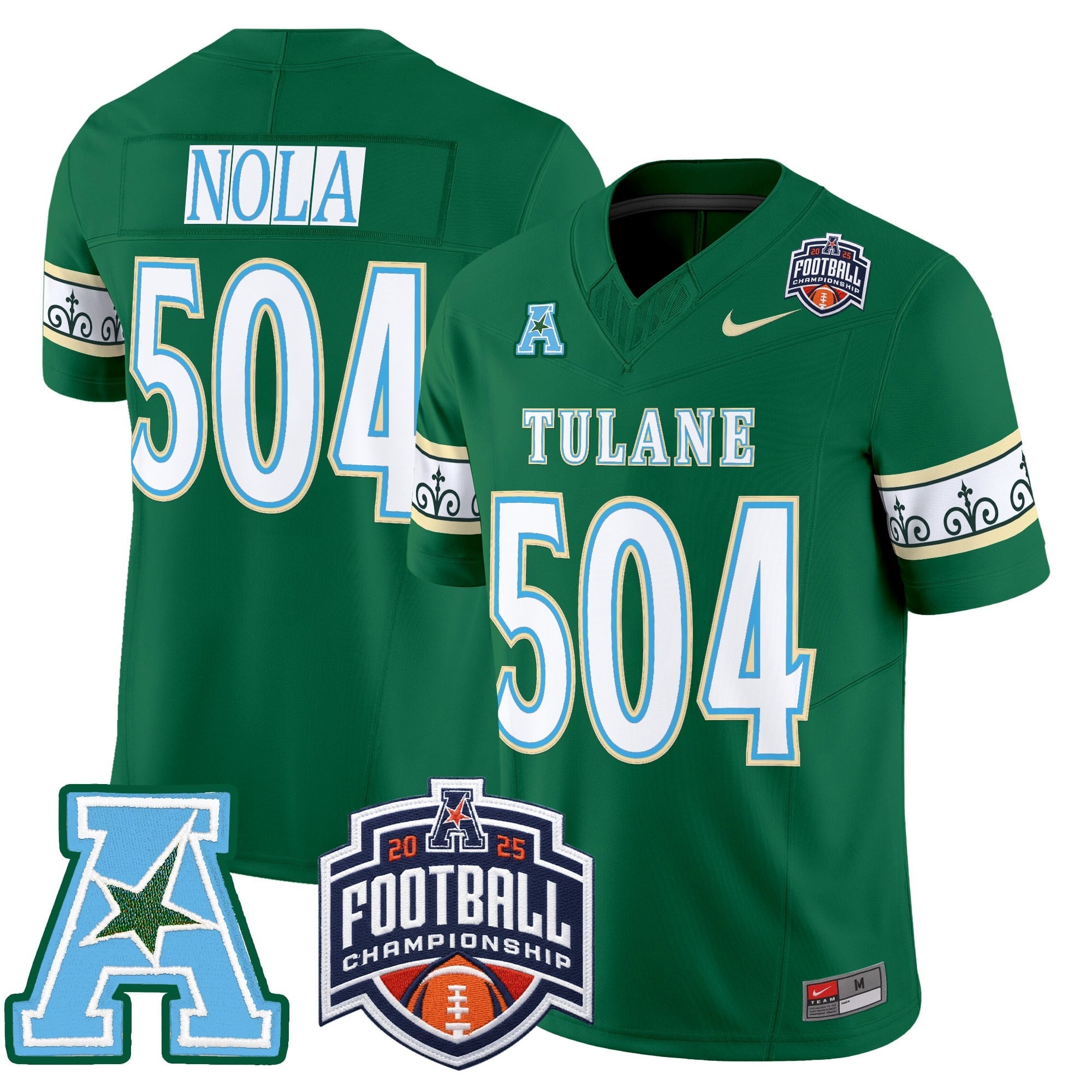 Men's Tulane Green Wave 'City Edition' Vapor Limited Jersey - 2025 AAC Championship Patch - All Stitched