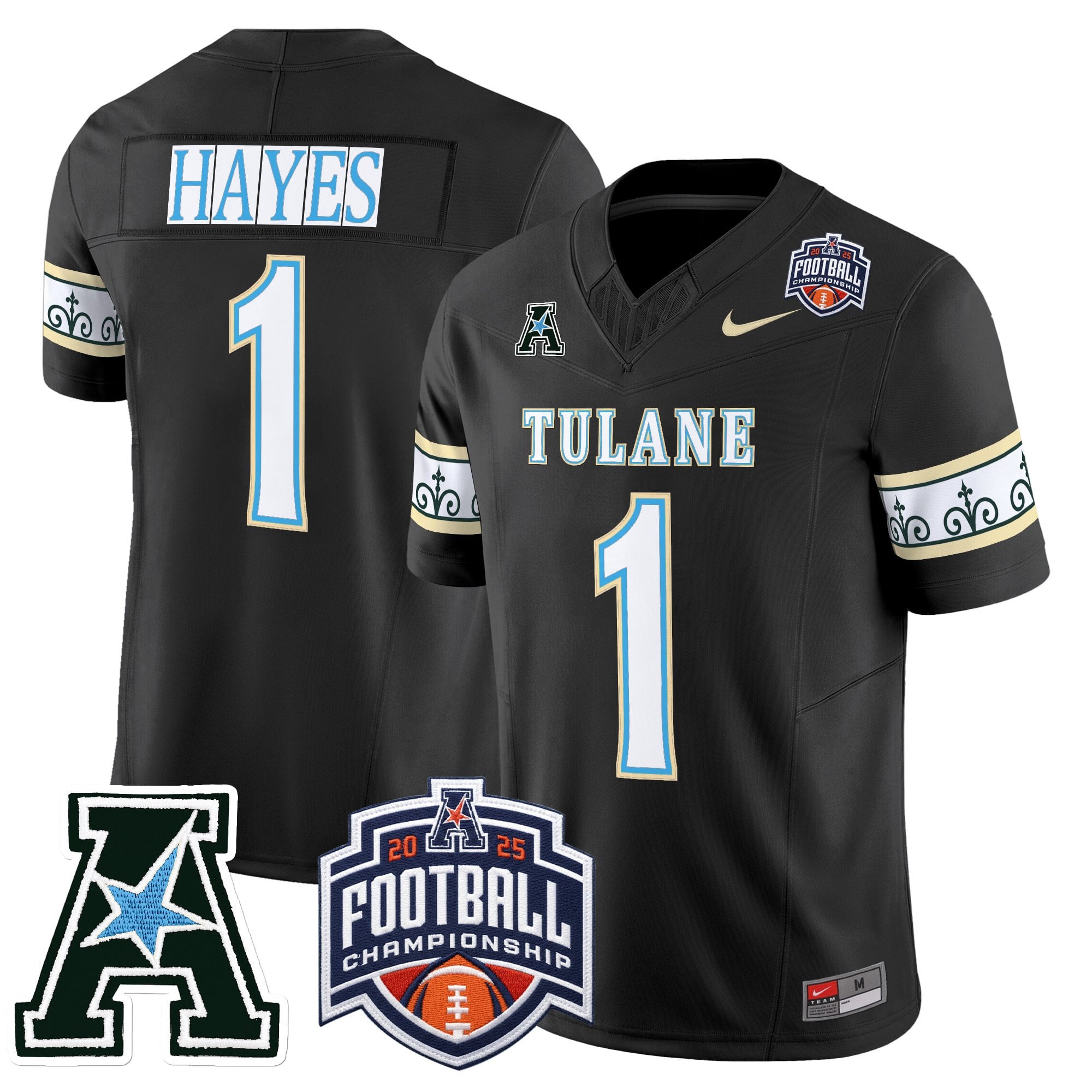 Men's Tulane Green Wave 'City Edition' Vapor Limited Jersey - 2025 AAC Championship Patch - All Stitched