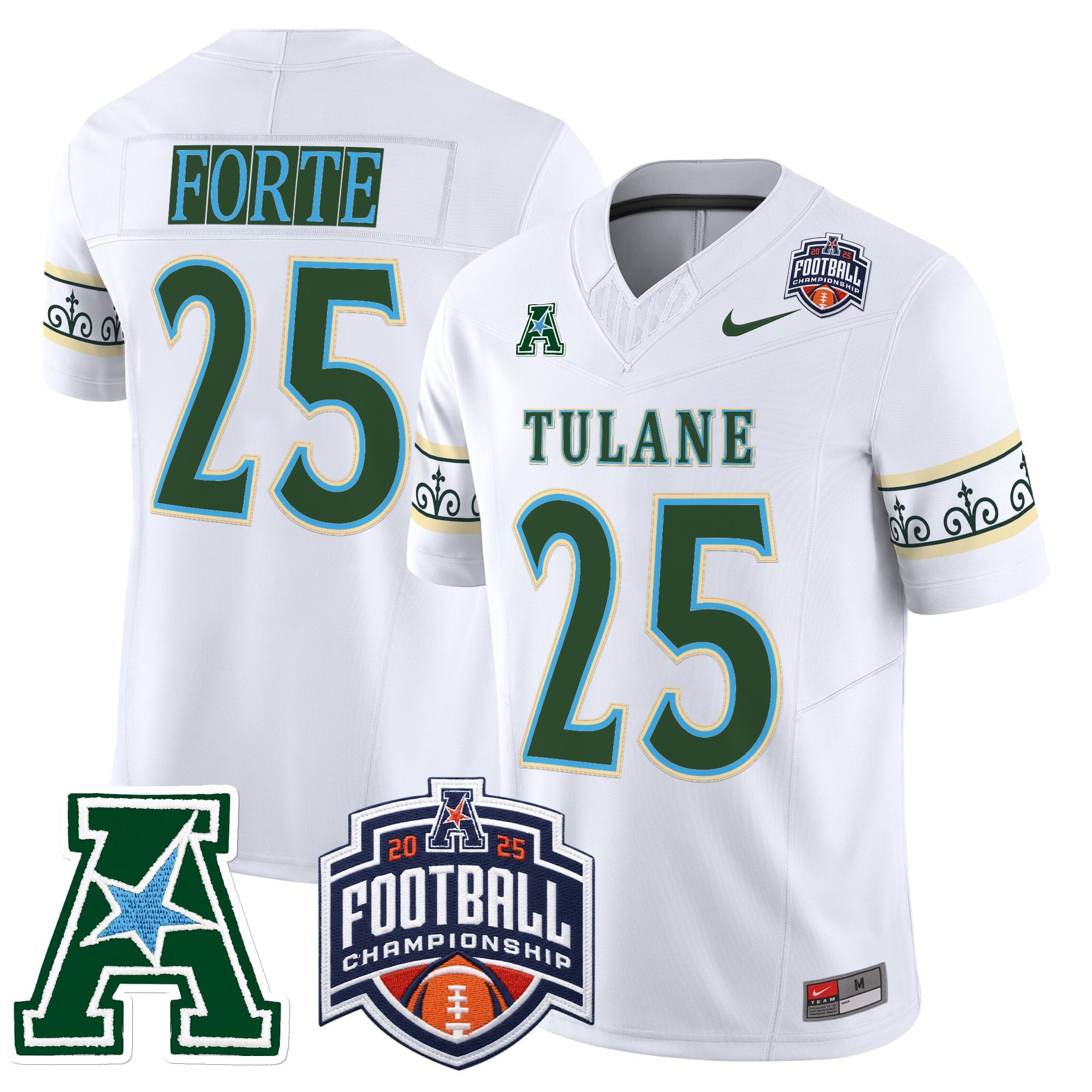 Men's Tulane Green Wave 'City Edition' Vapor Limited Jersey - 2025 AAC Championship Patch - All Stitched