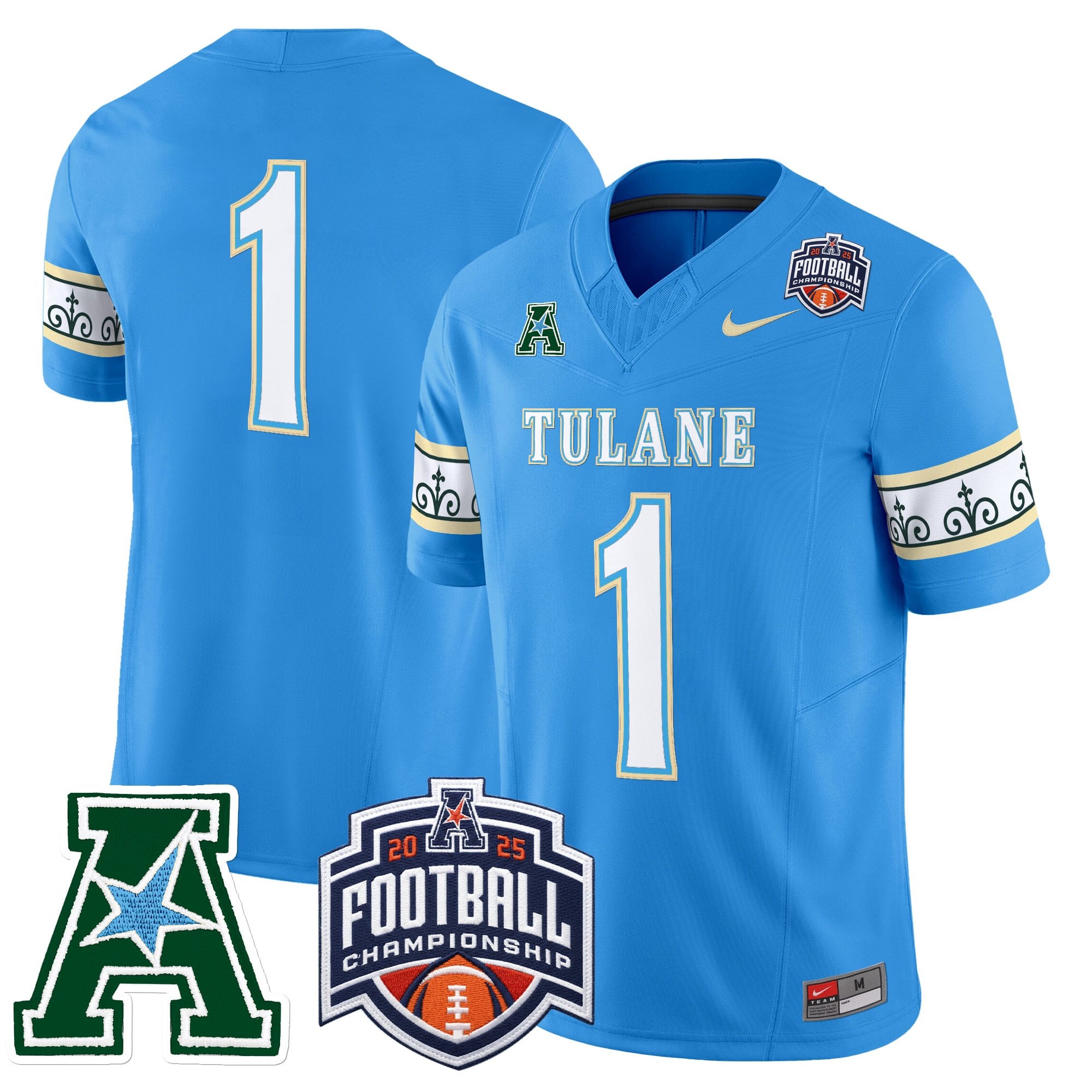 Men's Tulane Green Wave 'City Edition' Vapor Limited Jersey - 2025 AAC Championship Patch - All Stitched