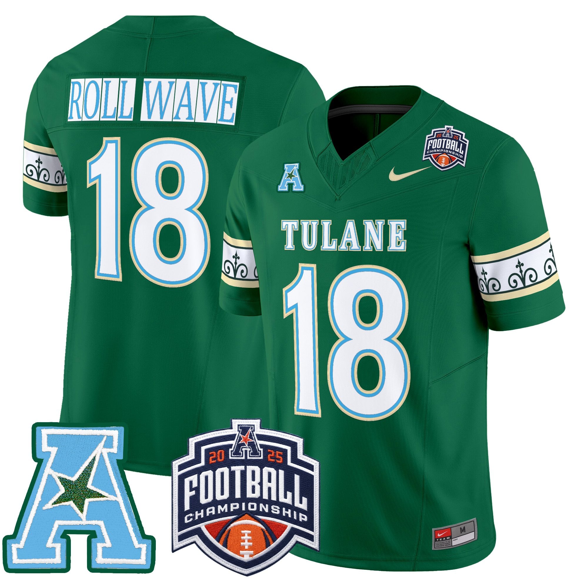 Men's Tulane Green Wave 'City Edition' Vapor Limited Jersey - 2025 AAC Championship Patch - All Stitched