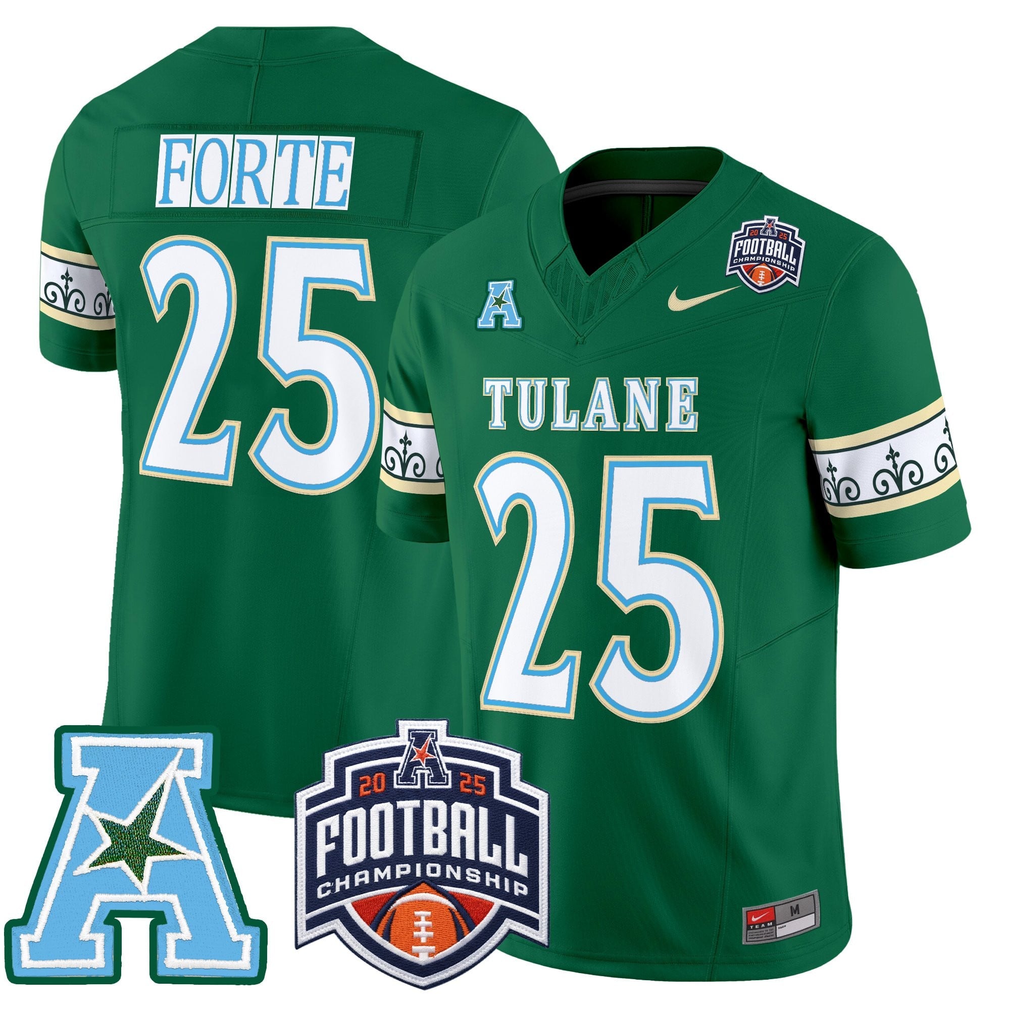 Men's Tulane Green Wave 'City Edition' Vapor Limited Jersey - 2025 AAC Championship Patch - All Stitched