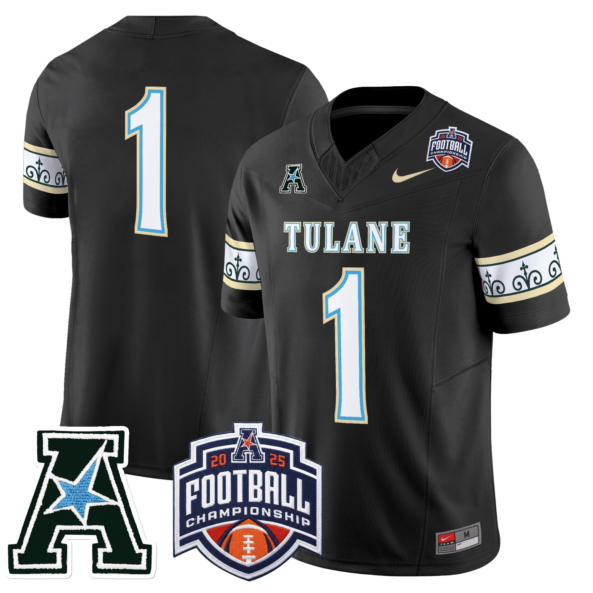 Men's Tulane Green Wave 'City Edition' Vapor Limited Jersey - 2025 AAC Championship Patch - All Stitched
