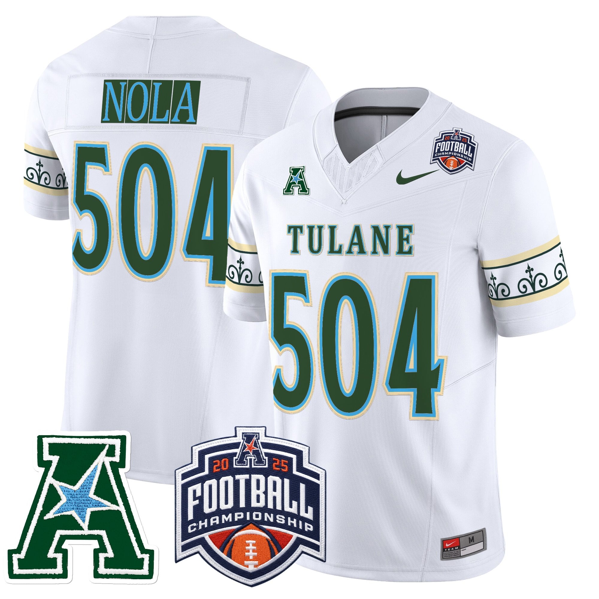 Men's Tulane Green Wave 'City Edition' Vapor Limited Jersey - 2025 AAC Championship Patch - All Stitched