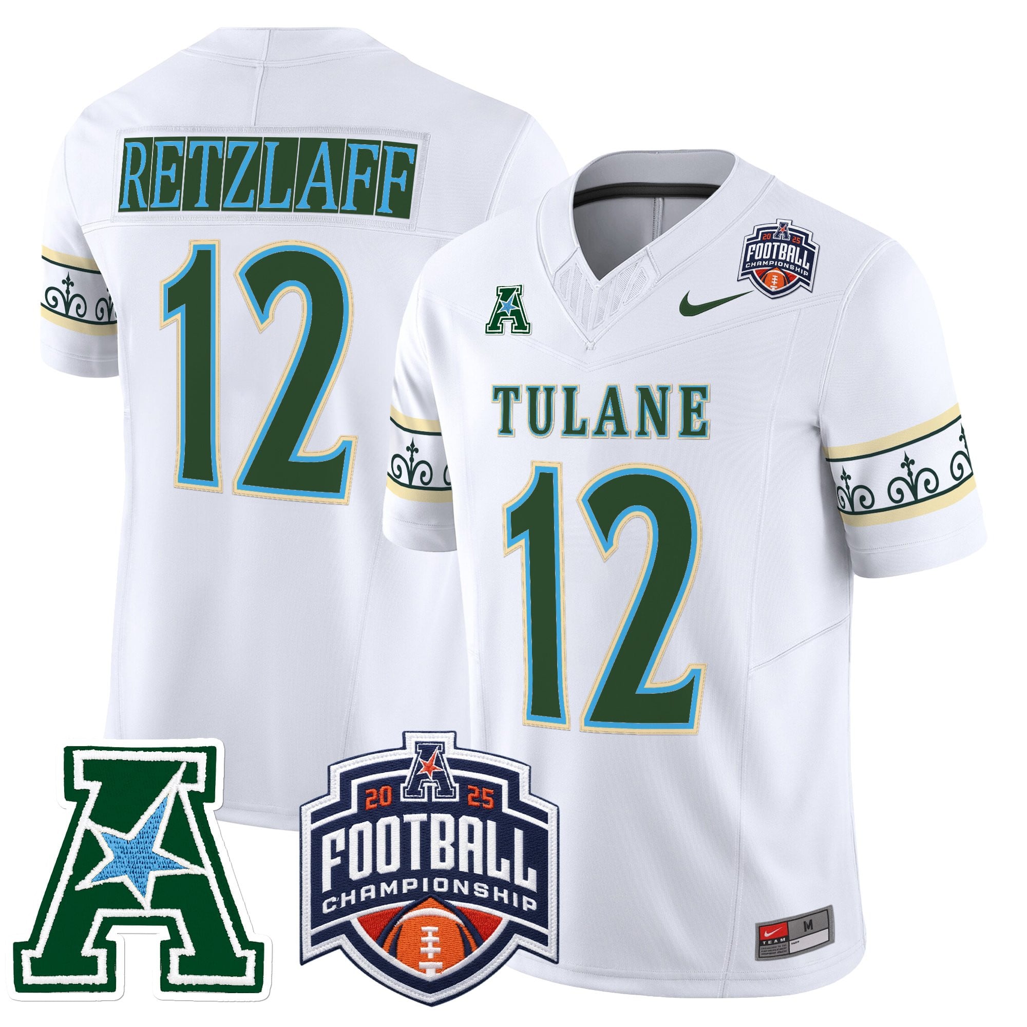 Men's Tulane Green Wave 'City Edition' Vapor Limited Jersey - 2025 AAC Championship Patch - All Stitched