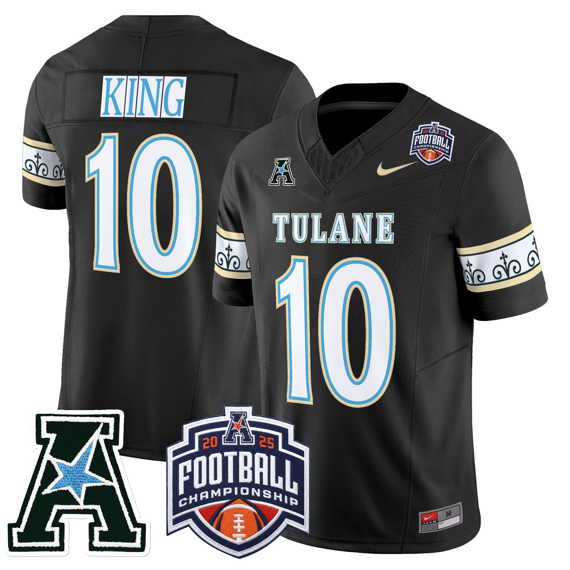 Men's Tulane Green Wave 'City Edition' Vapor Limited Jersey - 2025 AAC Championship Patch - All Stitched