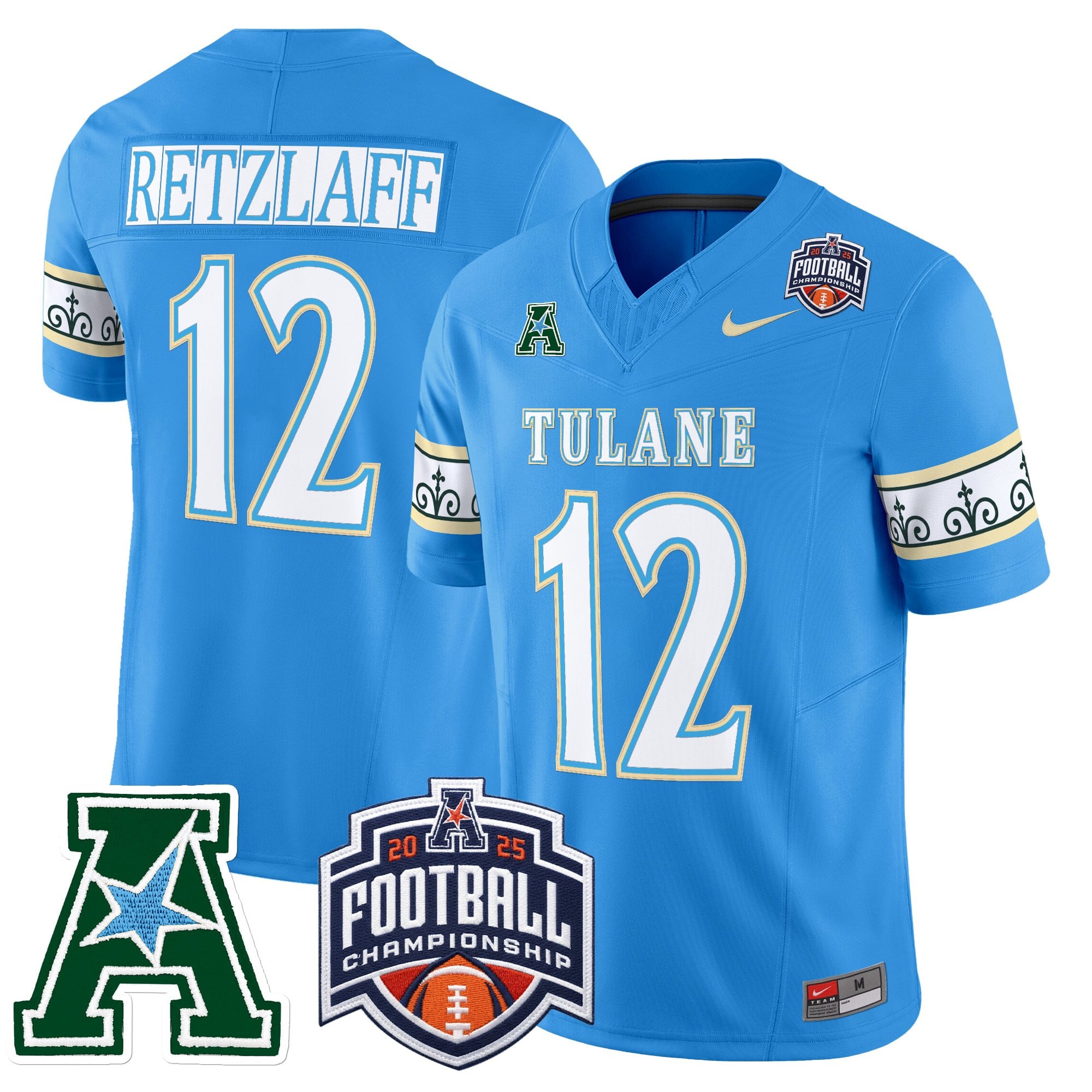 Men's Tulane Green Wave 'City Edition' Vapor Limited Jersey - 2025 AAC Championship Patch - All Stitched