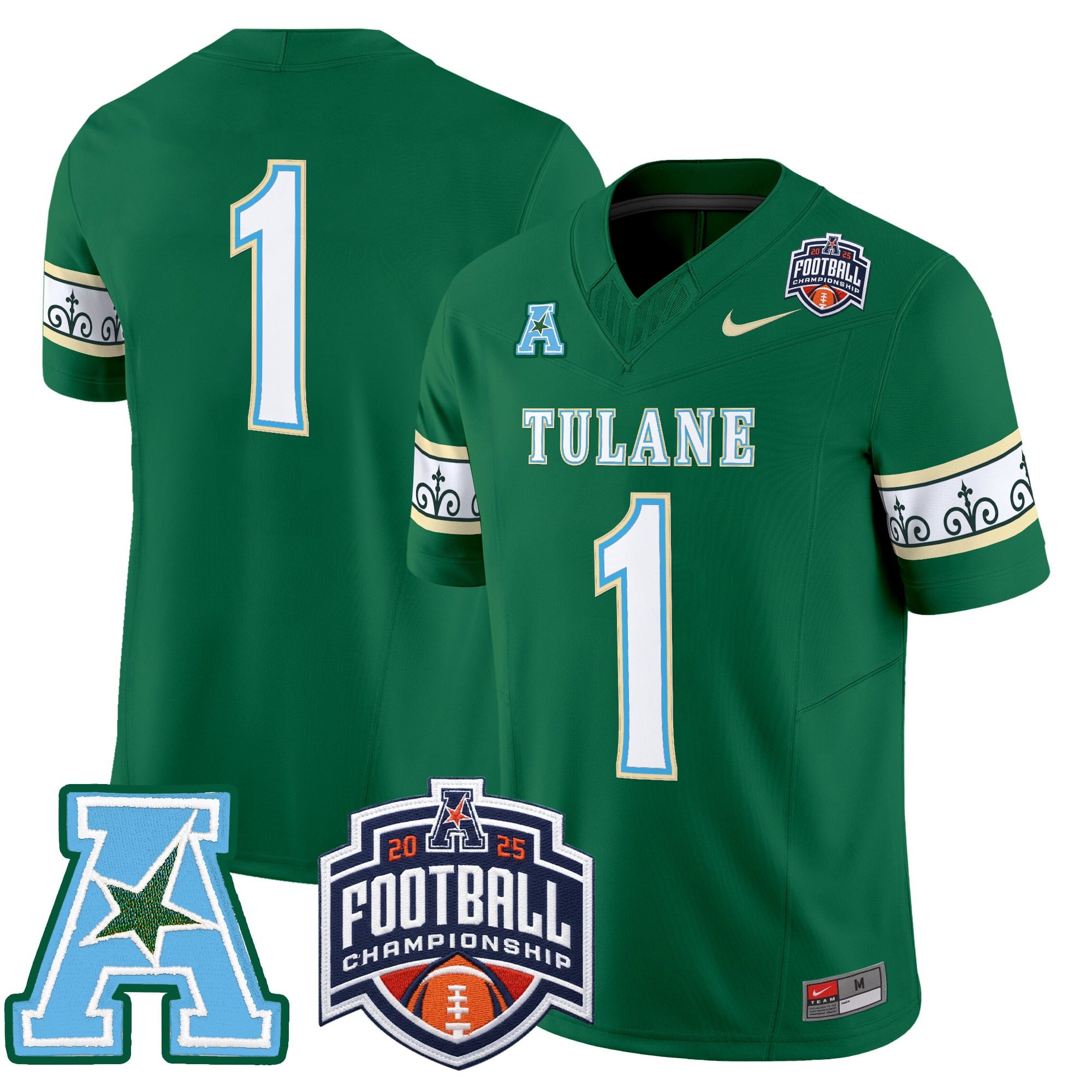 Men's Tulane Green Wave 'City Edition' Vapor Limited Jersey - 2025 AAC Championship Patch - All Stitched