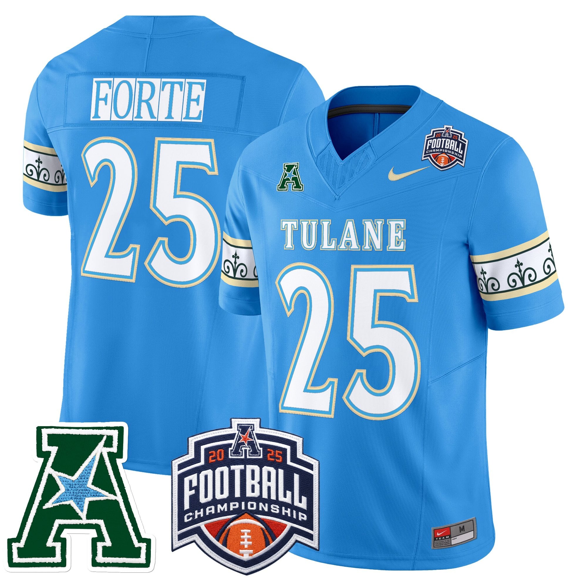 Men's Tulane Green Wave 'City Edition' Vapor Limited Jersey - 2025 AAC Championship Patch - All Stitched