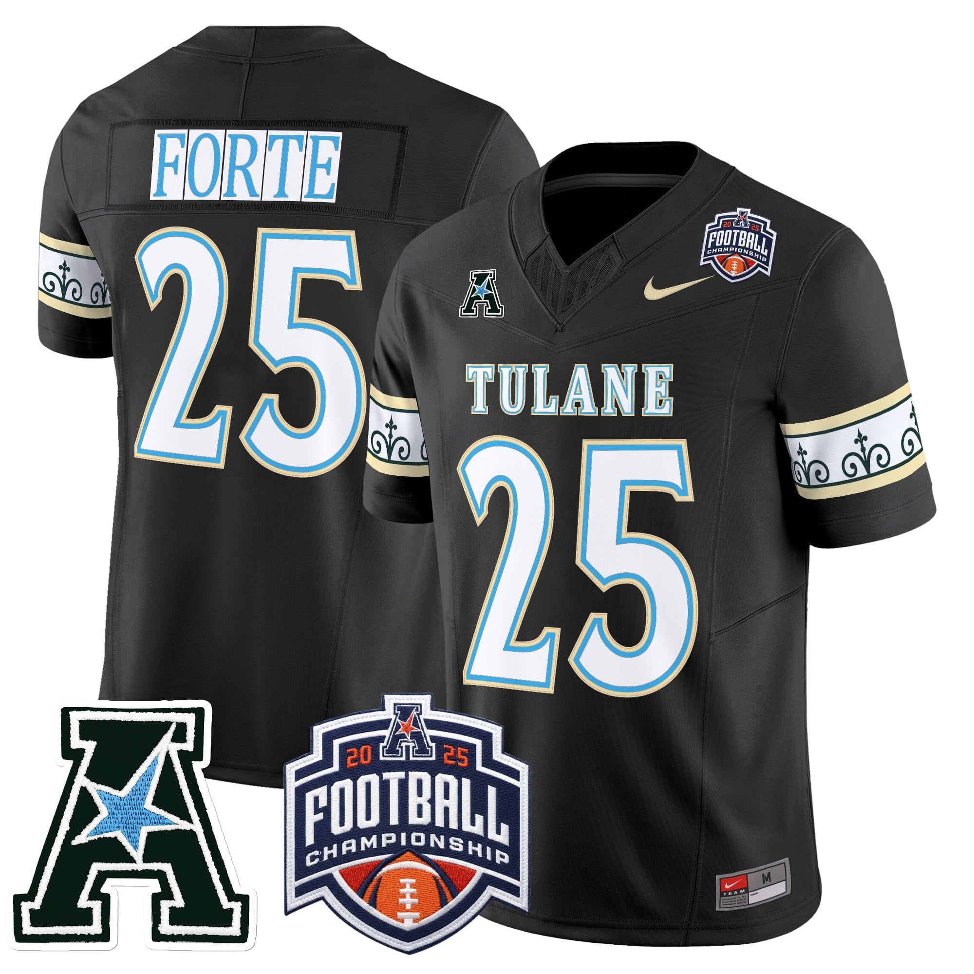 Men's Tulane Green Wave 'City Edition' Vapor Limited Jersey - 2025 AAC Championship Patch - All Stitched