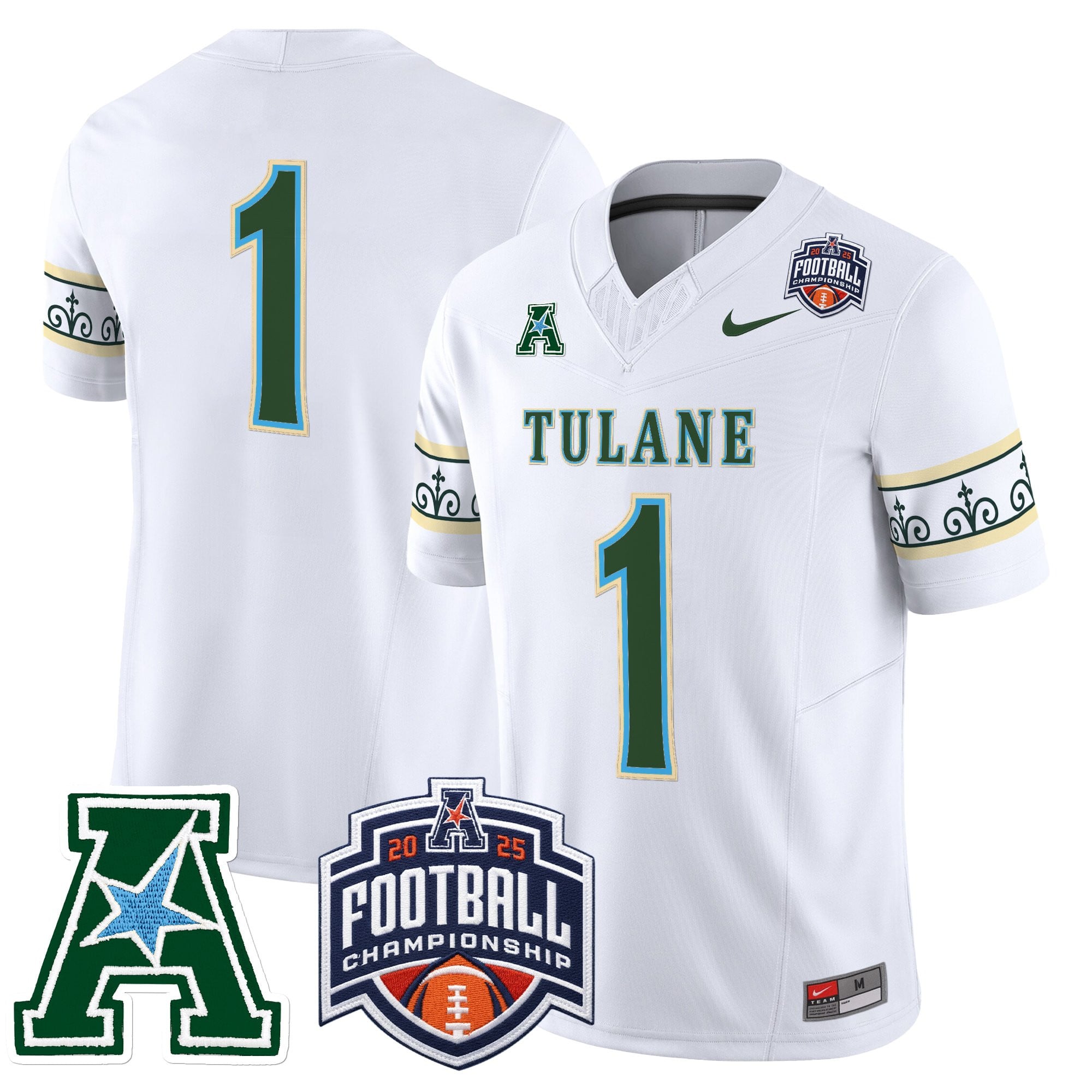Men's Tulane Green Wave 'City Edition' Vapor Limited Jersey - 2025 AAC Championship Patch - All Stitched